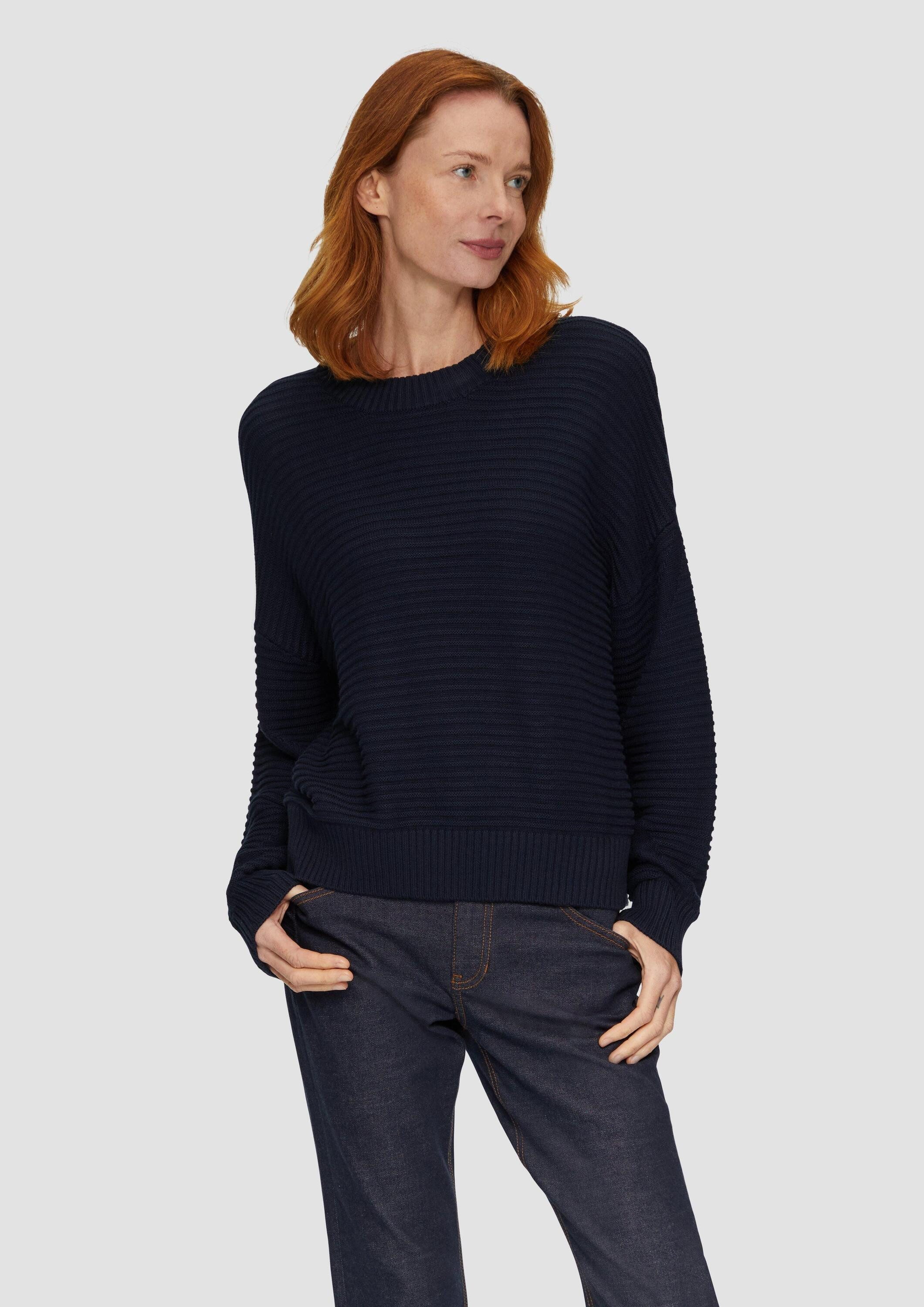 s.Oliver Longpullover Strickpullover Oversized Strickpullover mit Strukturd günstig online kaufen