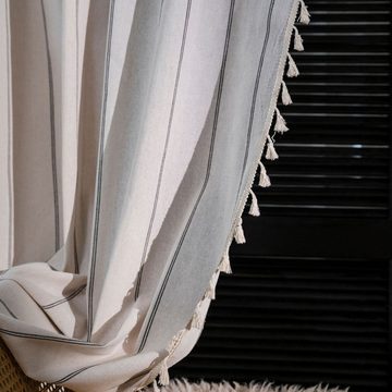 Vorhang Vorhang Vorhang garngefärbt einfache Quaste kleines Fenster, AUKUU, Küchenvorhang Baumwolle und Leinen halbschattig
