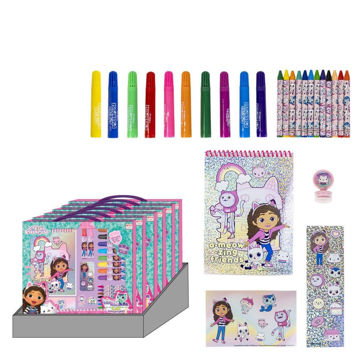 Cerda Kreativset Gabby’s Dollhouse Mal- und Schreibset Kinder Schreibwaren-Set, (Mal- und Schreibset, Schreibwaren-Set für Kinder Im Display Gabby’s Dollhouse-Serie)