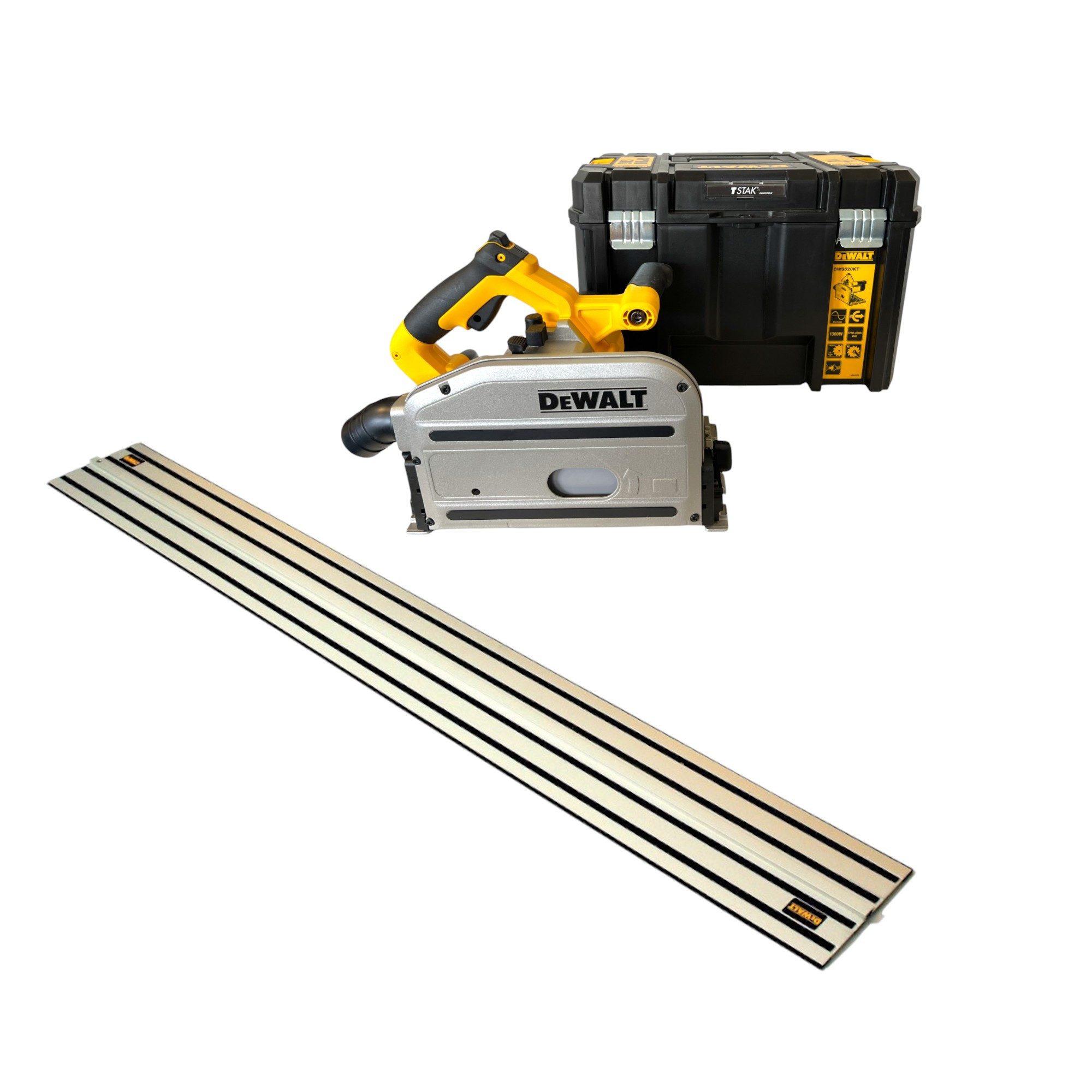 DeWalt Kompakt-Handkreissäge DWS 520 KT 1300 Watt 165 mm + Sägeblatt + Führungsschiene + TSTAK