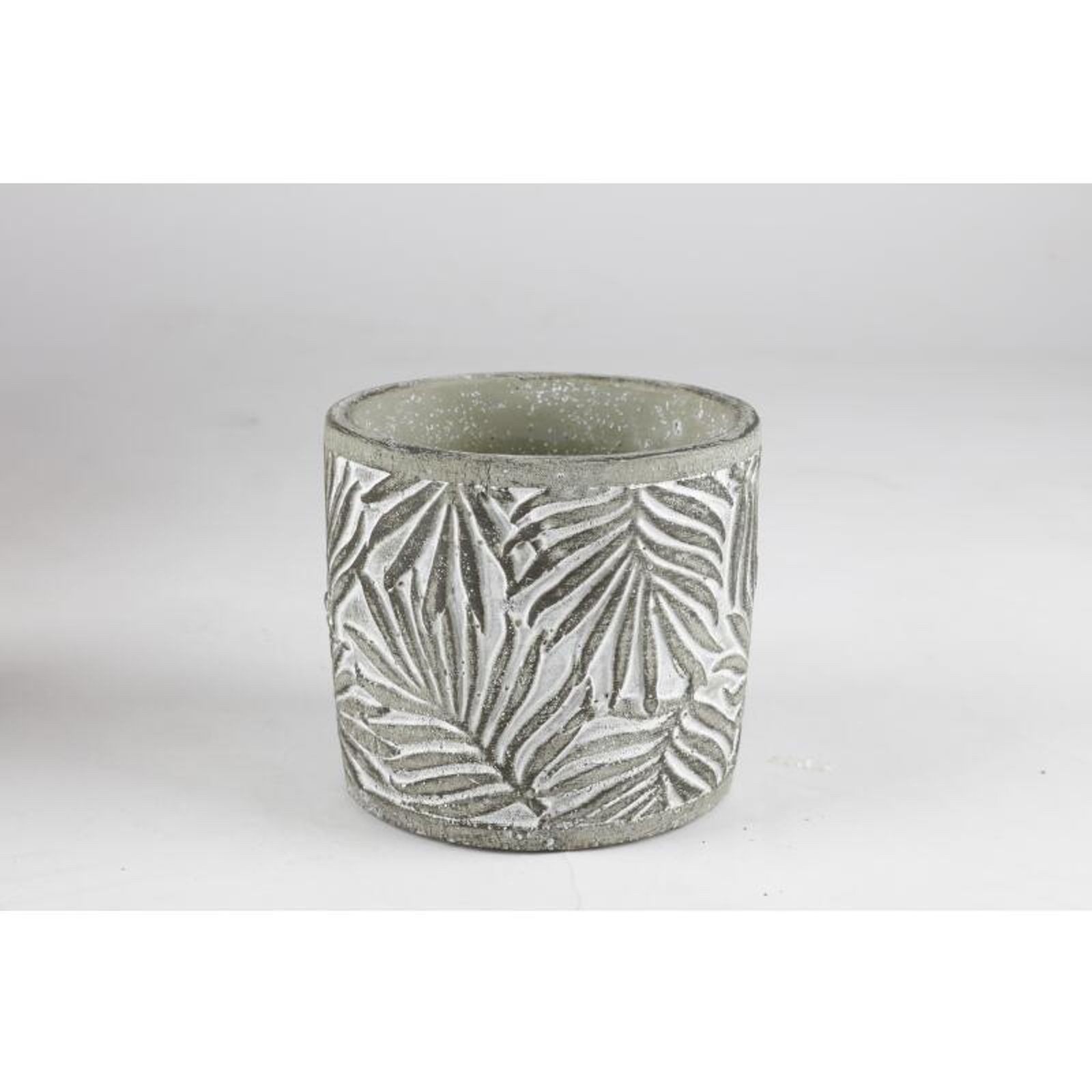 BURI Übertopf 8x Blumentopf Zement antikgrünes Blattmuster 13x12cm