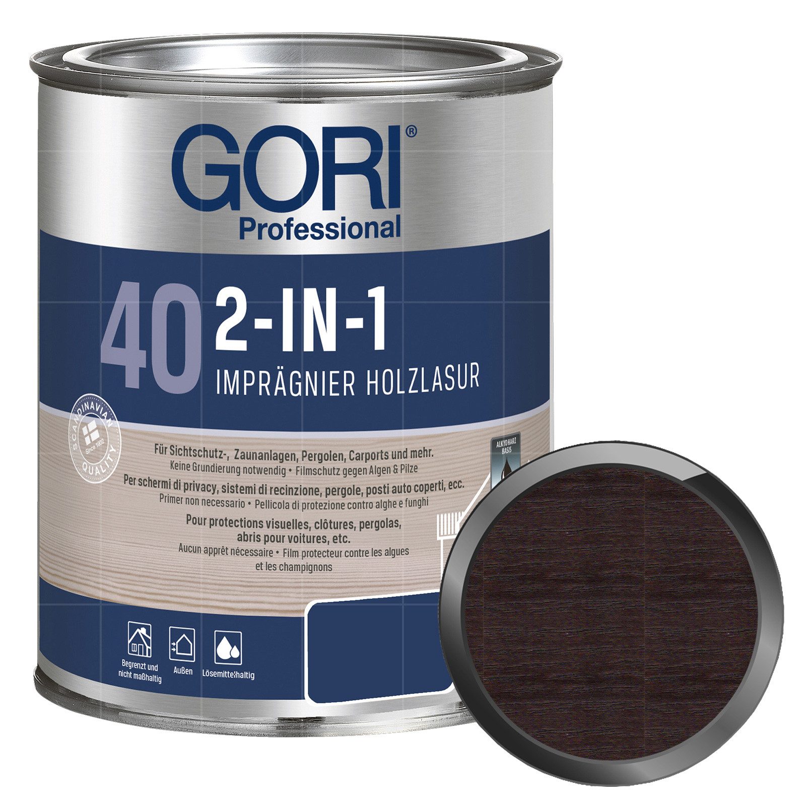GORI Holzschutzlasur 40 2in1 Imprägnier Holzlasur - 0.75 Ltr