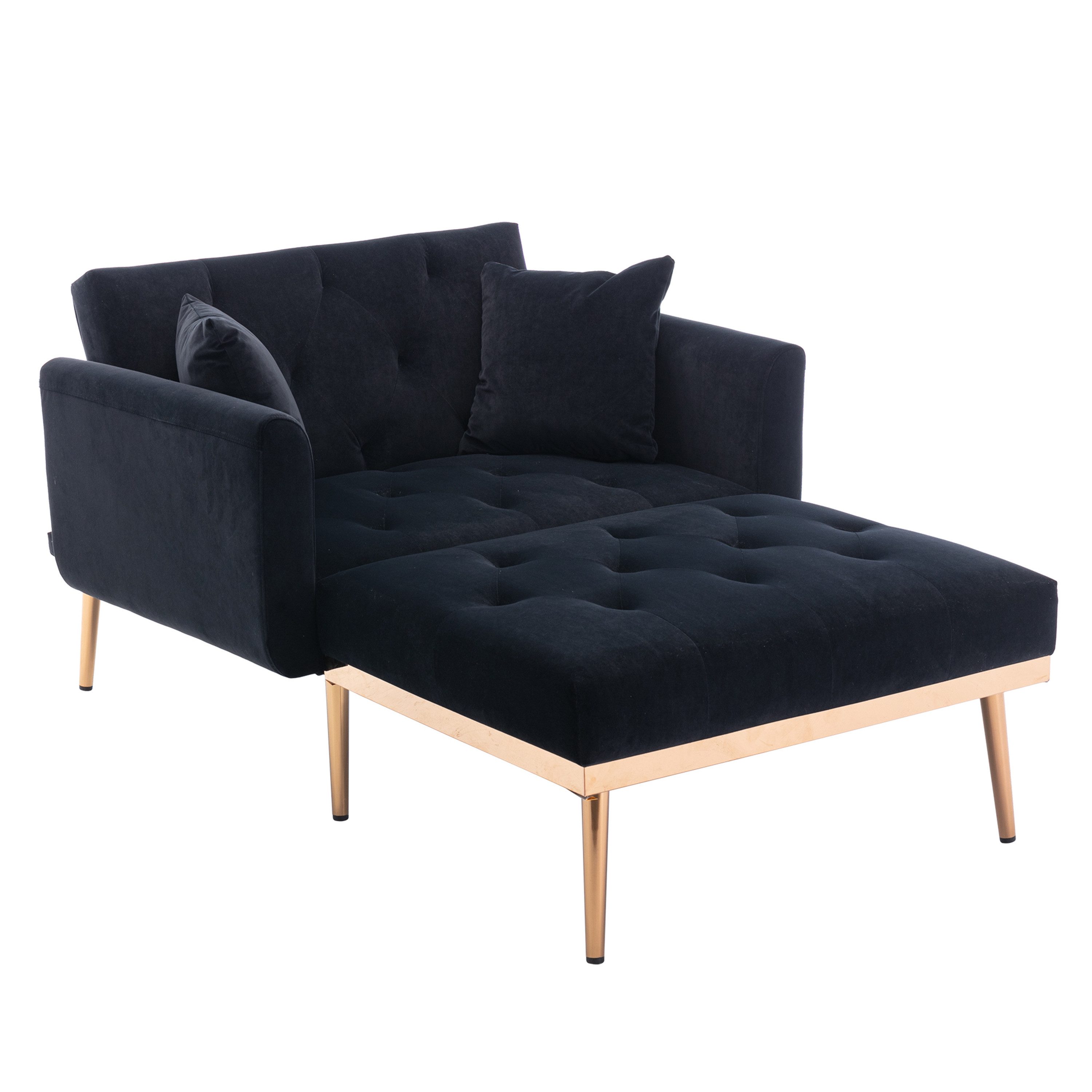 BlingBin Relaxsessel Schlafsessel verstellbare Rückenlehne Sofa Liegestuhl Klappsofa Stuhl (Sessel 165x90x77cm, 1-St., bestehend aus Sessel und Hocker), Mit zwei Kopfkissen, für Wohnzimmer Schlafzimmer Studie Zimmer Sessel