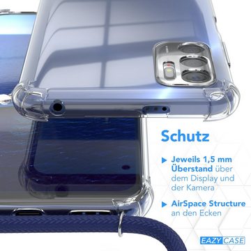 EAZY CASE Handykette Hülle mit Kette für Xiaomi Redmi Note 10 5G 6,5 Zoll, Kette zum Umhängen Backcover Etui Schutzhülle Hülle mit Band Case Blau
