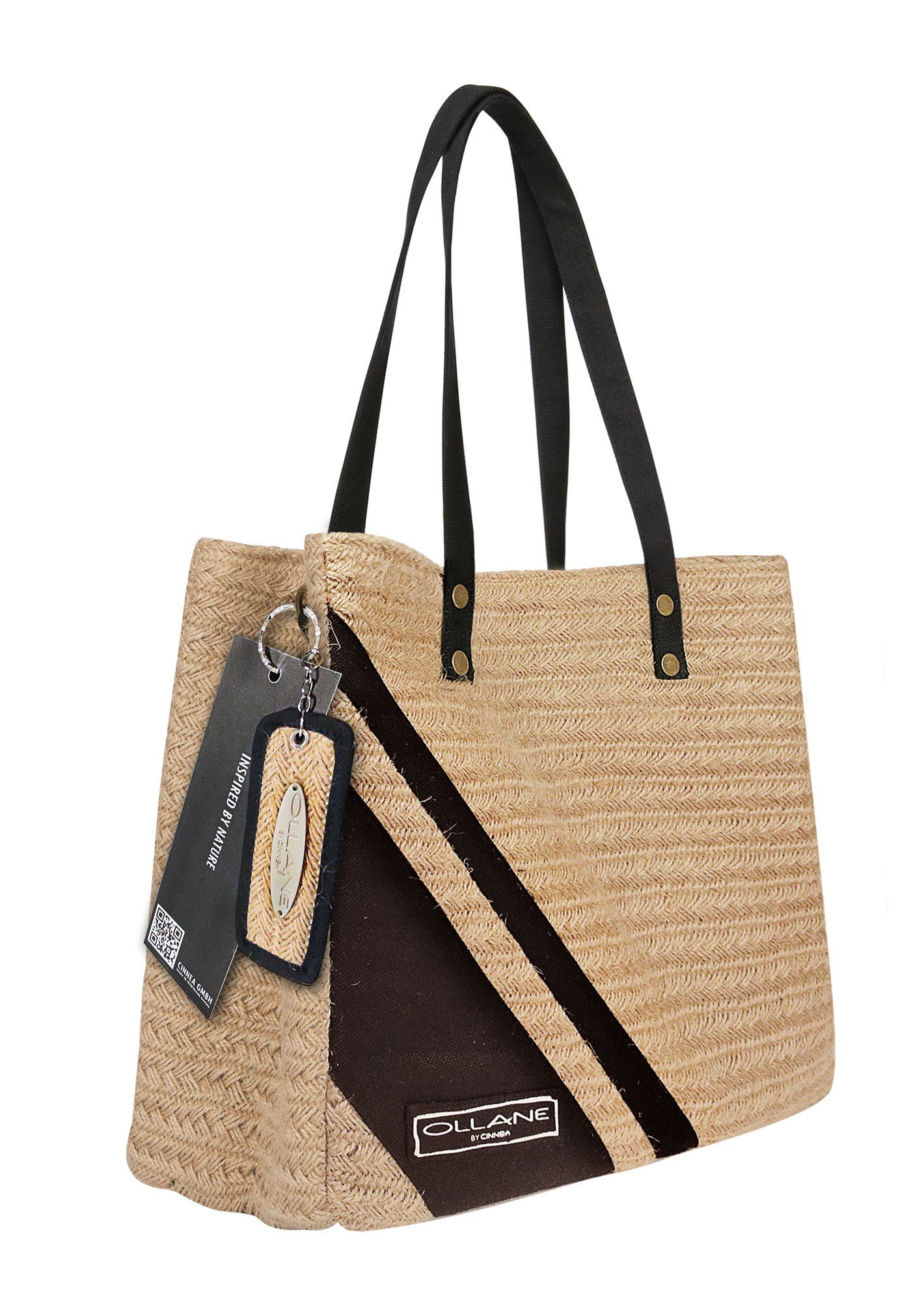 CINNEA Handtasche Alés M52 Jute Handtasche (2n1, aus Jute, nachhaltig, Vegan), schicke Allzweck Handtasche, Naturmaterial
