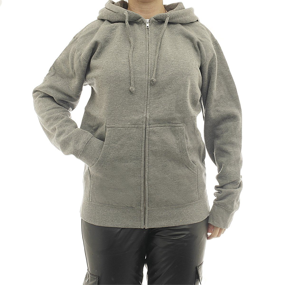 YESET Kapuzenpullover Damen Hoodie X Vlies Kapuze warm Oversize Reißverschluss Zip 7177 grau