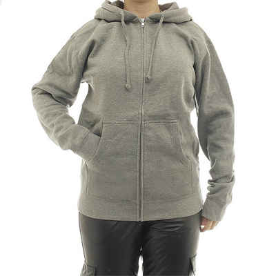 YESET Kapuzenpullover Damen Hoodie warm Vlies Kapuze Reißverschluss Zip Oversize 7177 grau X