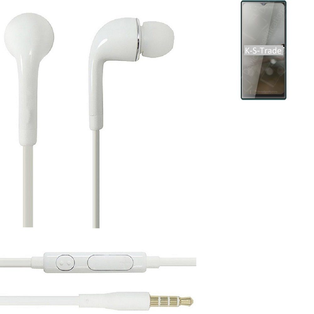 K-S-Trade für Cubot P50 In-Ear-Kopfhörer (Kopfhörer Headset mit Mikrofon u Lautstärkeregler weiß 3,5mm)