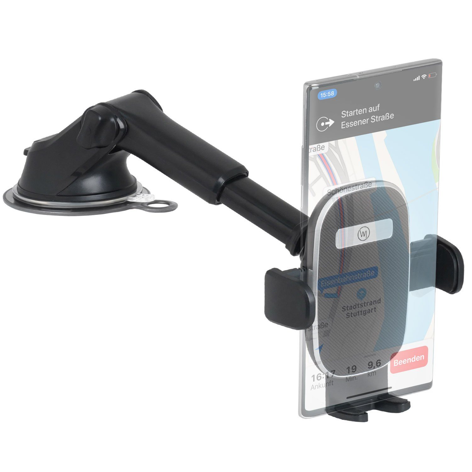 Wicked Chili Smartphone-Halterung KFZ Handyhalterung mit Saugnapf + Adapter Armaturenbrett Universal, (1er Set, 2-tlg., Auto Handyhalterung mit Teleskoparm von  – Bild 4 von 5