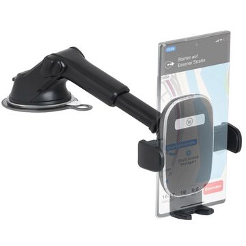 Wicked Chili KFZ Handyhalterung mit Saugnapf + Adapter Armaturenbrett Universal Smartphone-Halterung, (1er Set, 2-tlg., Auto Handyhalterung mit Teleskoparm von ca. 80 auf 126 mm erweiterbar)