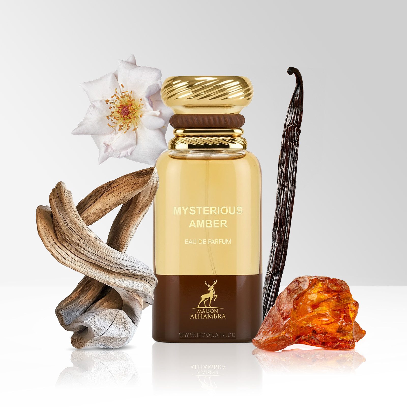 Maison Alhambra Eau de Parfum Mysterious Amber–tiefgründiger Duft mit Bernstein, Hölzern und Würze