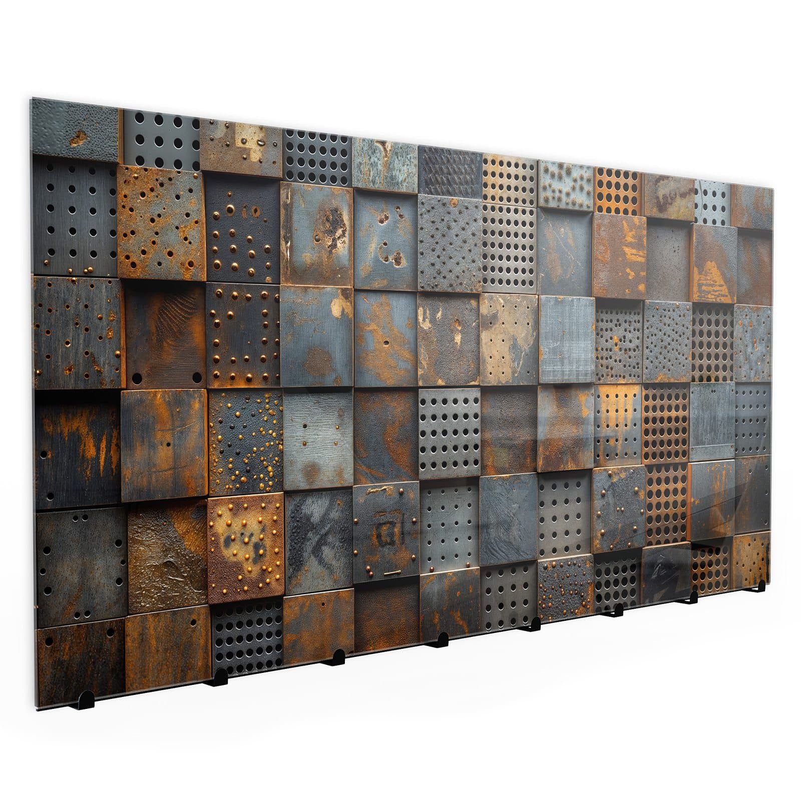 Primedeco Garderobenpaneel Kleiderhaken aus Glas Gelochte Metallplatten (1 günstig online kaufen