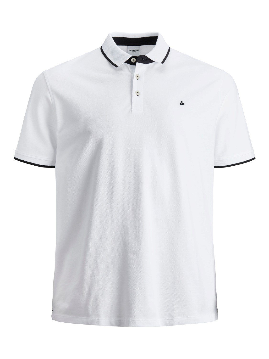 Jack & Jones Poloshirt + Fit Polo JJEPAULOS Sommer Pique für (1-tlg) Baumwolle Slim fit Polokragen Kurzarm unifarben wärmend