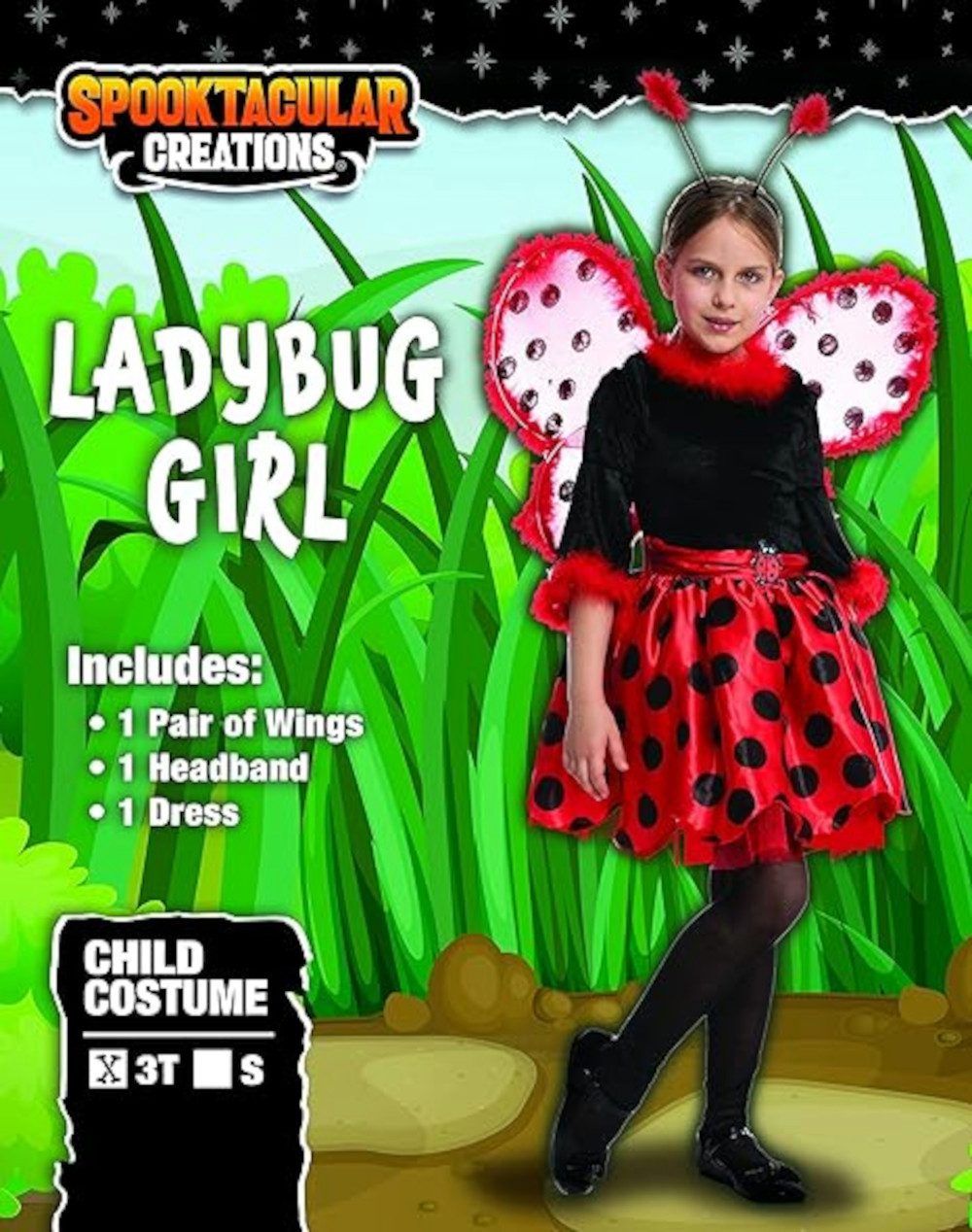 UE Stock Kostüm Mädchen Karneval Marienkäferkostüm Ladybug Kostüm mit Flügeln 5–7 Jahr, Vielseitig einsetzbar