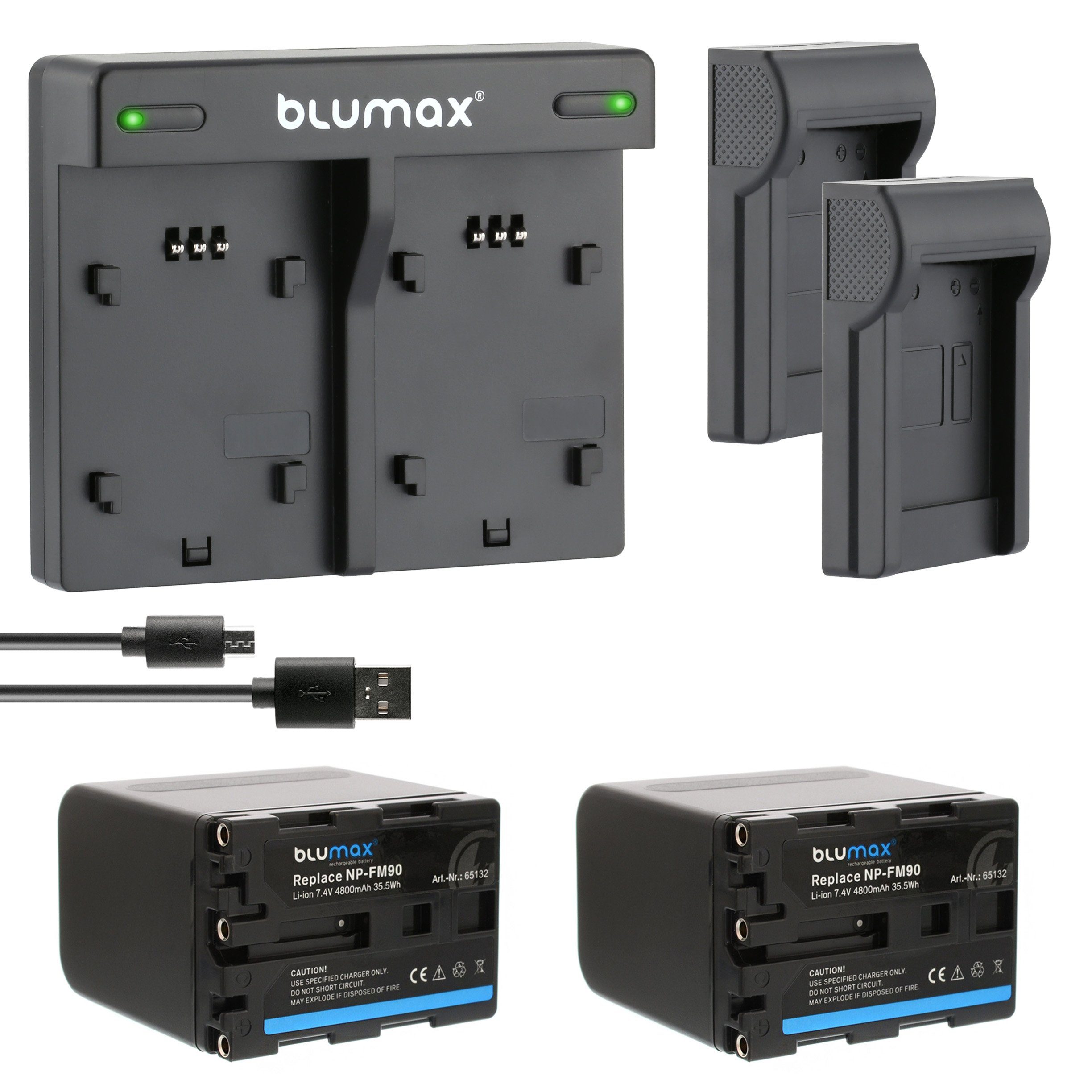 Blumax Set mit für Lader 4800mAh Sony NP-FM90 Kamera-Akku -FM50-FM30