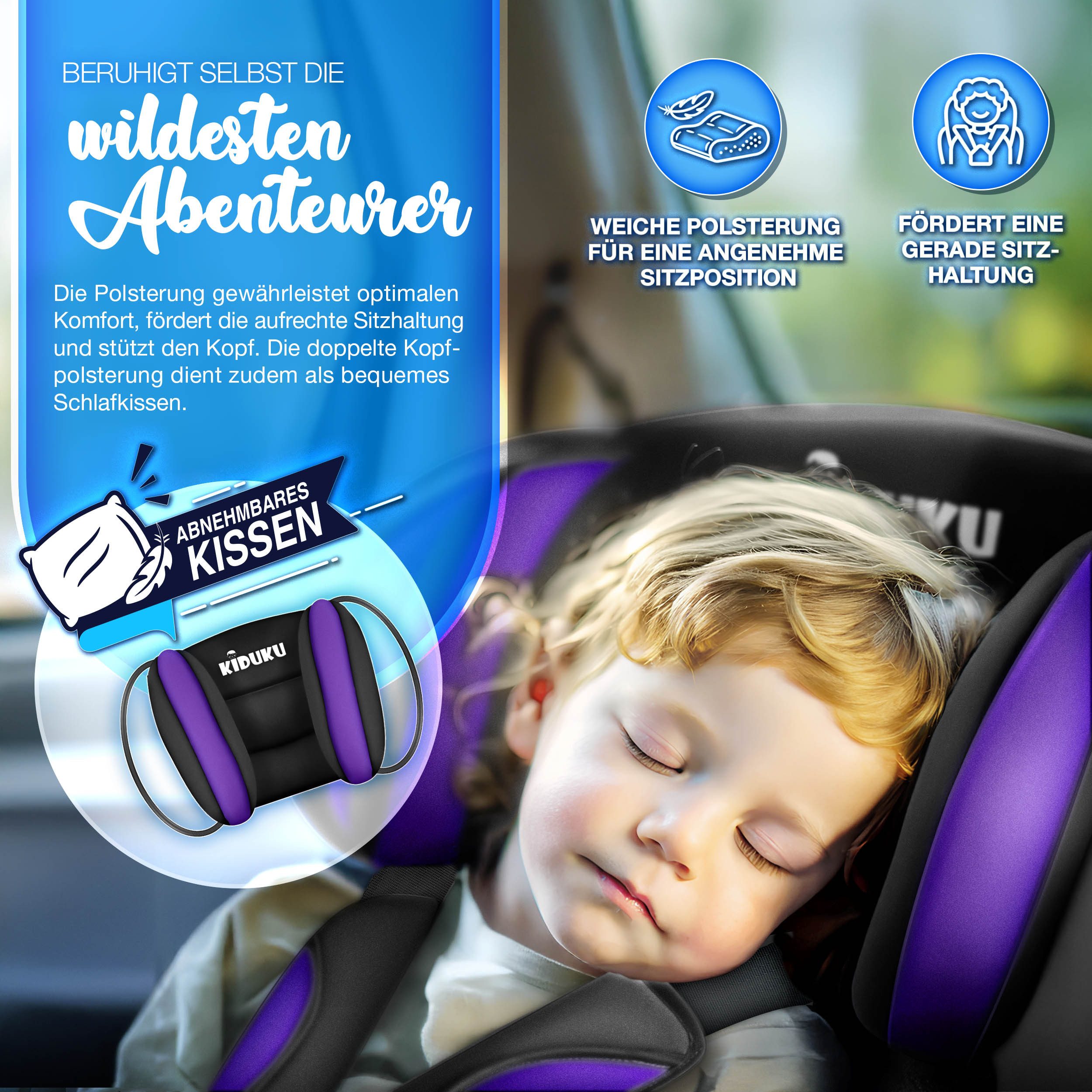 KIDUKU Autokindersitz Kindersitz 9-36 kg (1-12 Jahre), Autositz ECE R 129/03, Kinderautositz Gruppe 1/2/3