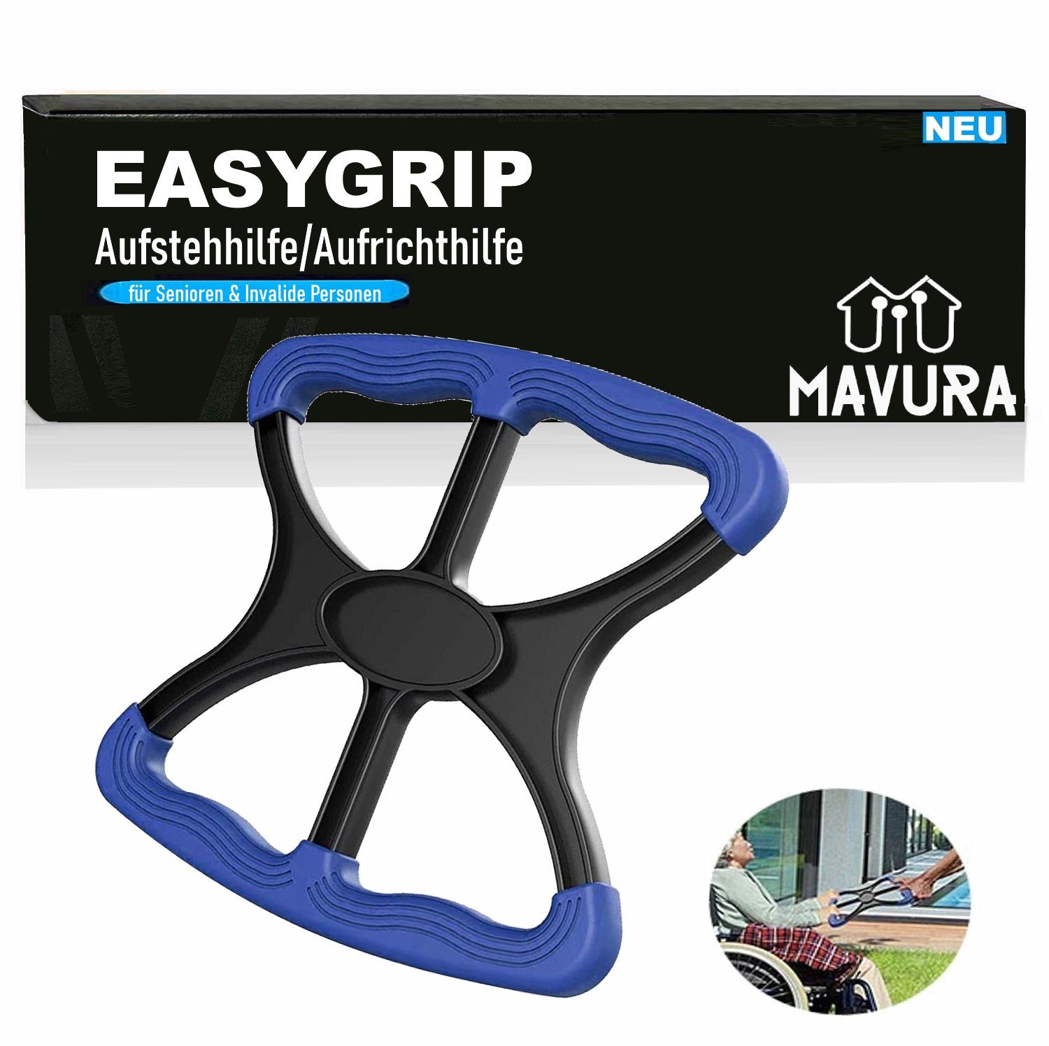 MAVURA Bett - Aufstehhilfe EASYGRIP Universelle Aufrichthilfe Standhilfe Aufrichtgriff, mit Antirutschbelag für Senioren & Menschen mit Behinderung