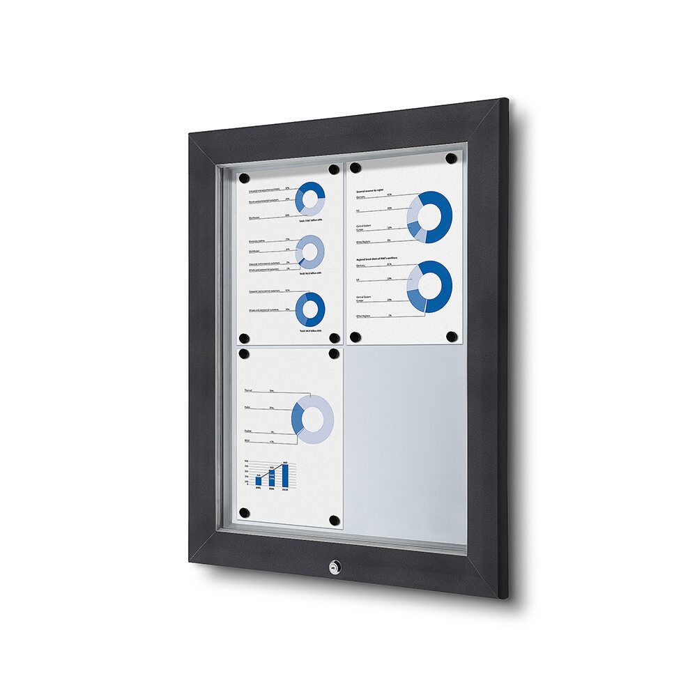 Hängevitrine Showdown Displays Schaukasten Premium für Außen - 4x DIN A4 - Grau