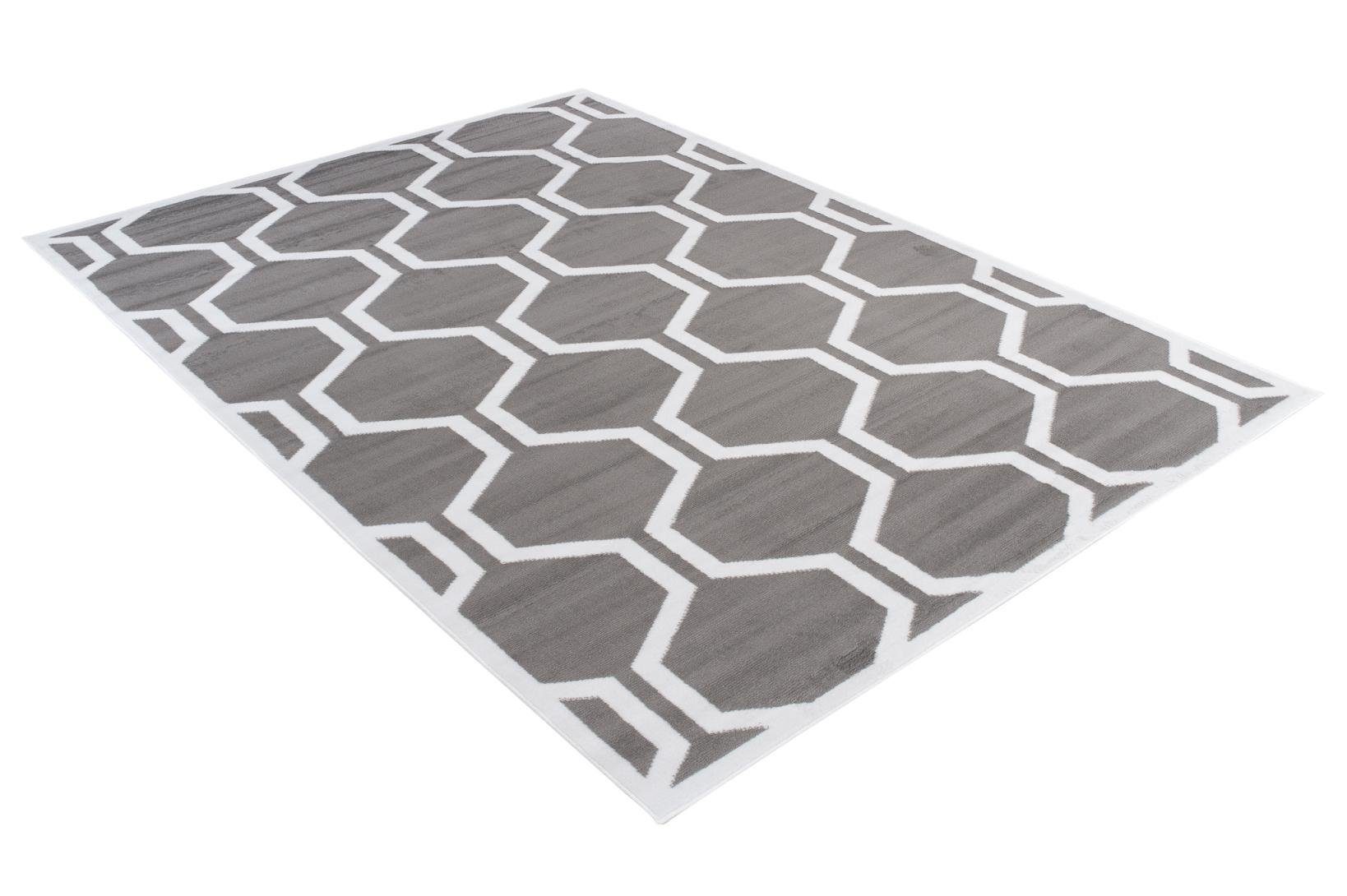 70 mm, Designteppich Muster Modern Mazovia, Geeignet Geometrische grau 7 Fußbodenheizung, x 140 Höhe Teppich für Kurzflor, cm, Kurzflor -