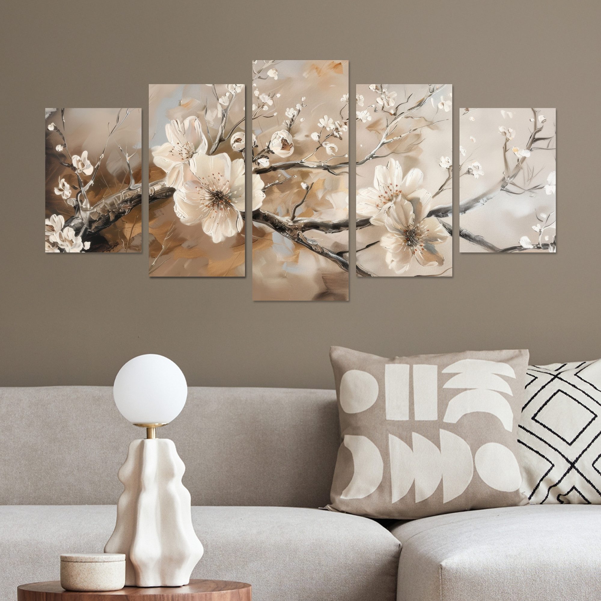MuchoWow Leinwandbild Blüte - Beige - günstig online kaufen