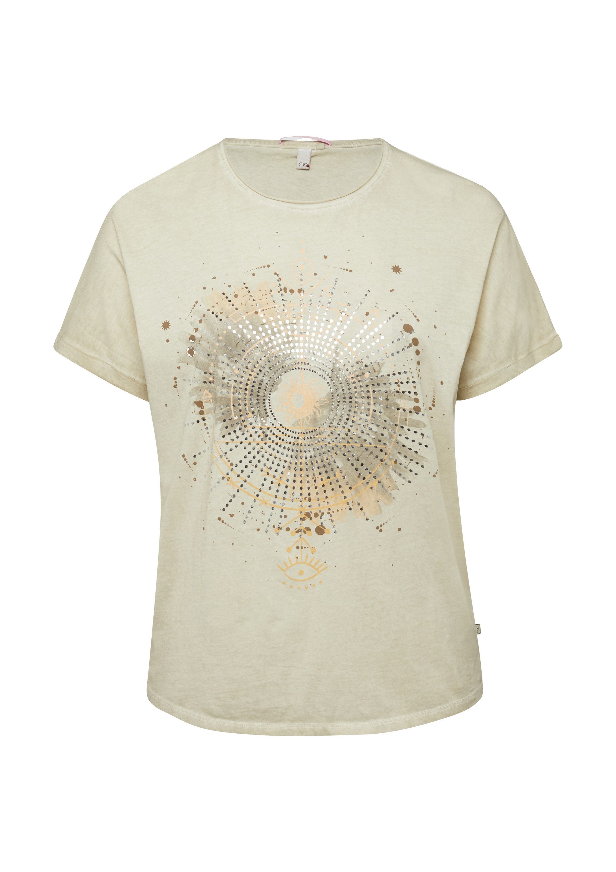 QS Kurzarmshirt T-Shirt T-Shirt mit Frontprint im Loose Fit und Fledermausärmeln
