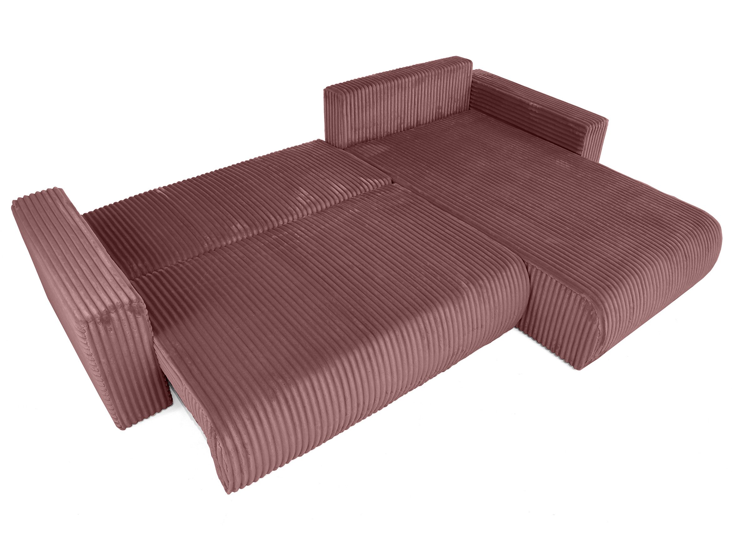 Beautysofa Ecksofa Porto mit universelle Ottomane, mit Bettfunktion und Bettkasten