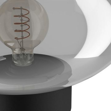 EGLO Tischleuchte MADONNINA, ohne Leuchtmittel, Tischlampe, Metall in Schwarz und Glas in Grau-transparent, E27, 27 cm
