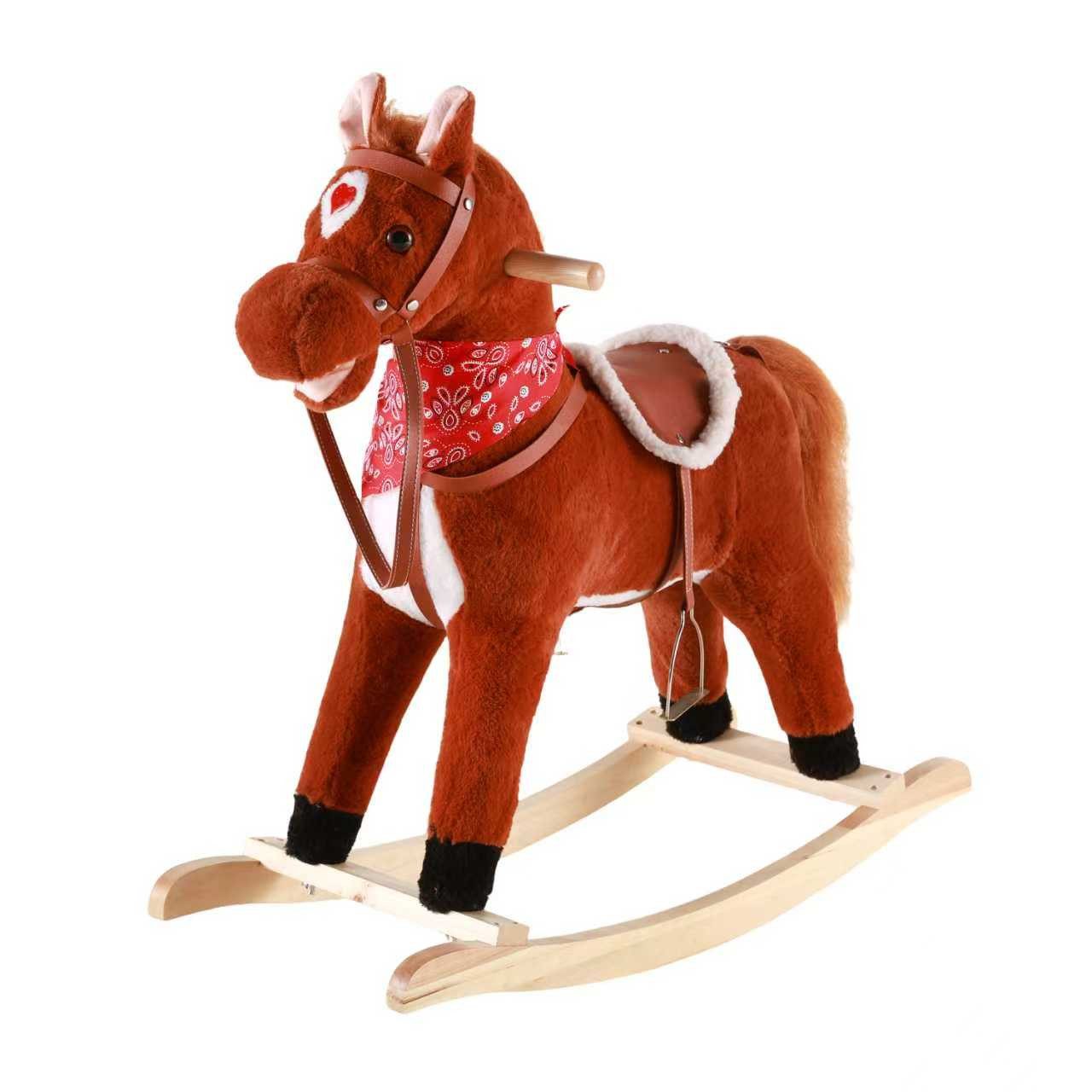oyajia Schaukeltier Schaukelpferd mit Steigbügeln, Musik, mit Haltegriffen75L x 28B x 73H cm