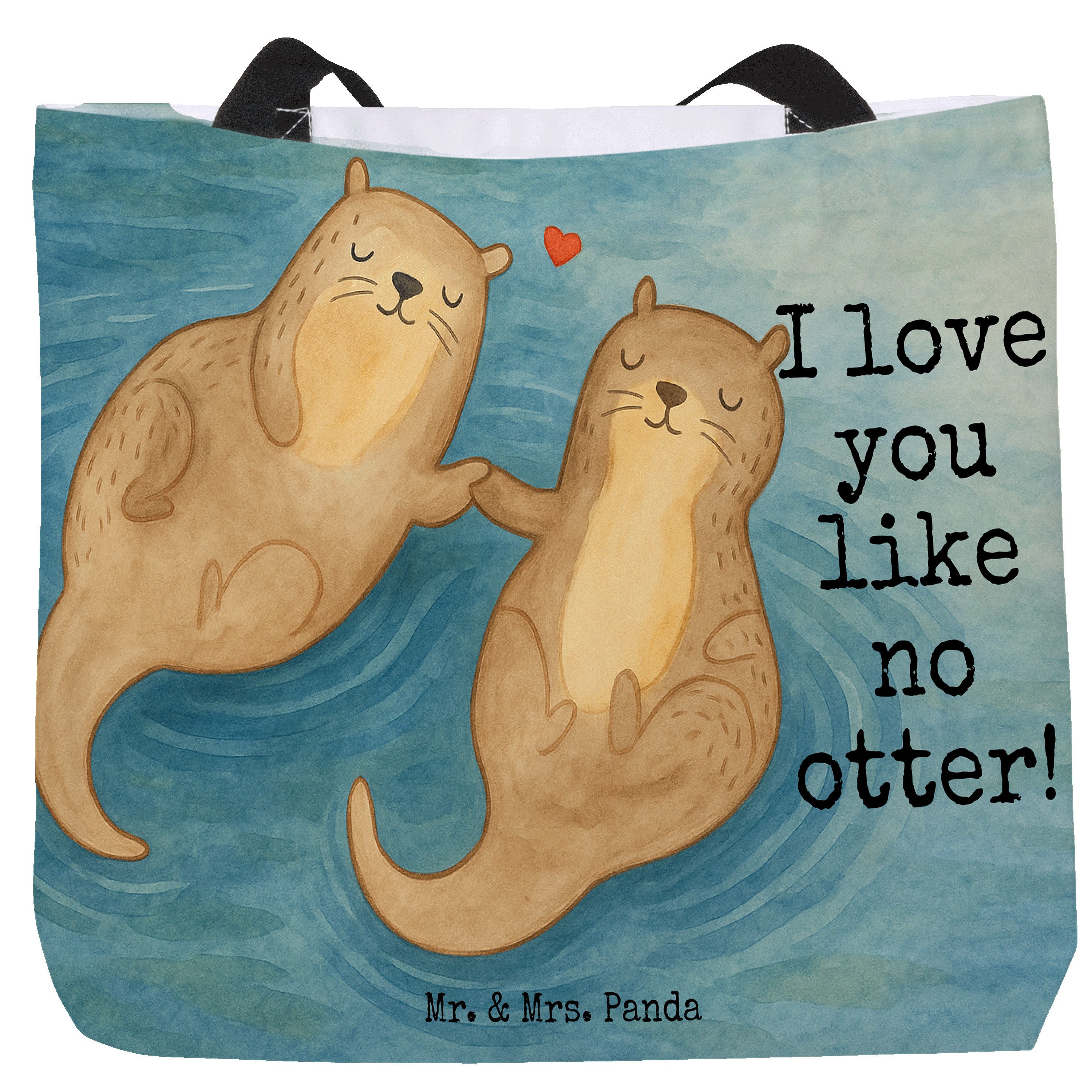 Shopper Otter Hände halten Design, Tote Bag, Weiß, Reisetasche, Strandtasche