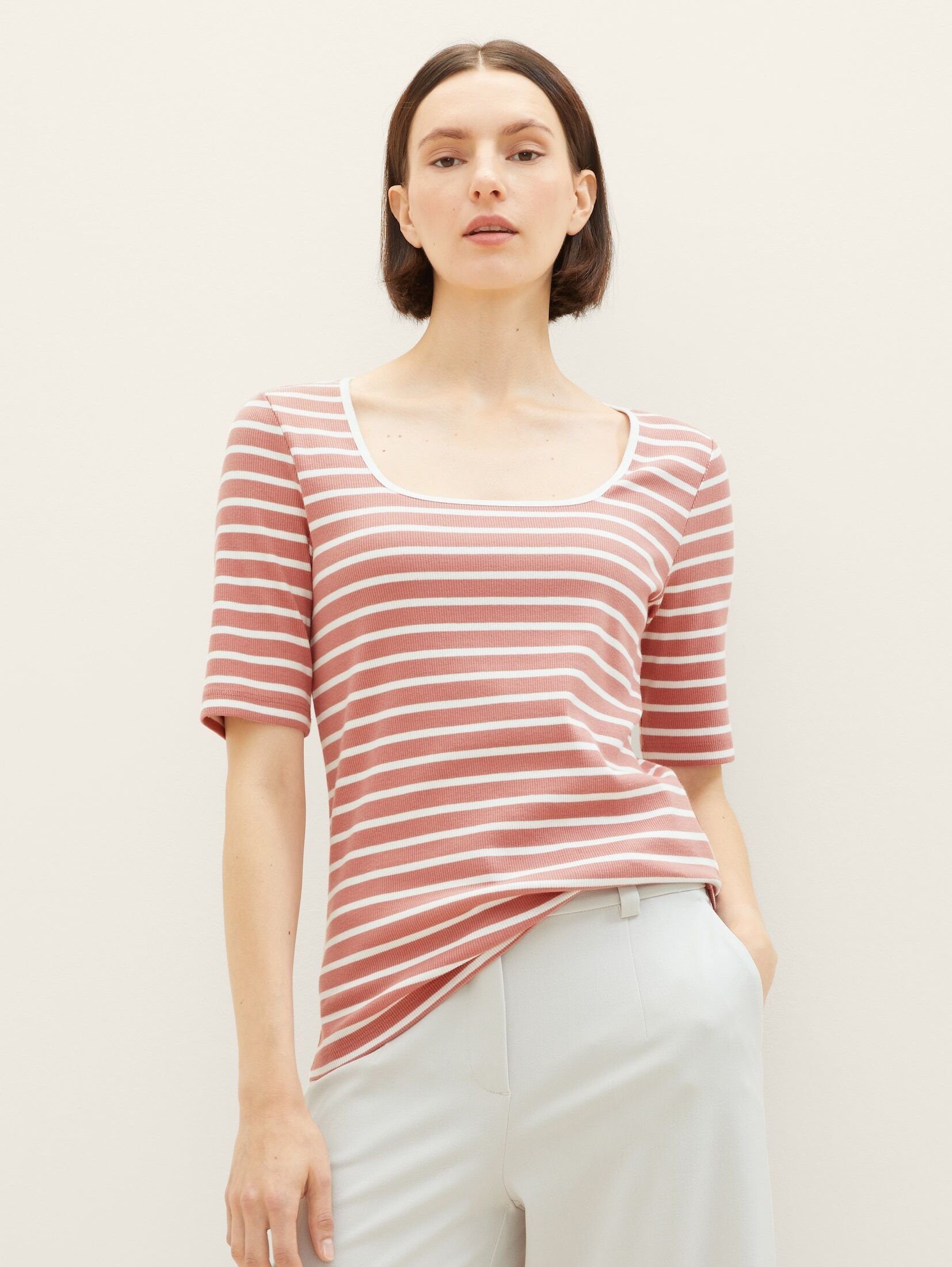 rose T-Shirt Shirt TOM stripe TAILOR offwhite Gestreiftes