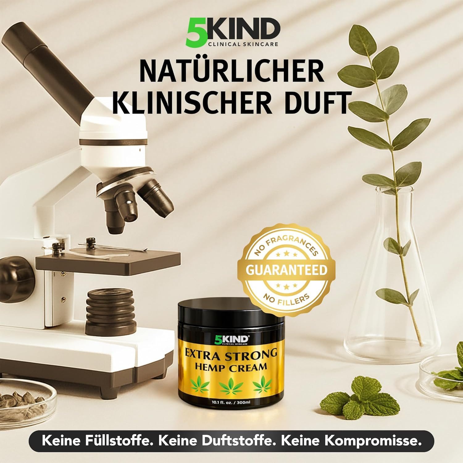 5kind clinical skincare Körpercreme Hochkonzentriertes Hanföl Pflege für Muskeln & Gelenke Dermatologisch getestet, natürliche Pflege für neue Beweglichkeit und spürbares Wohlbefinden