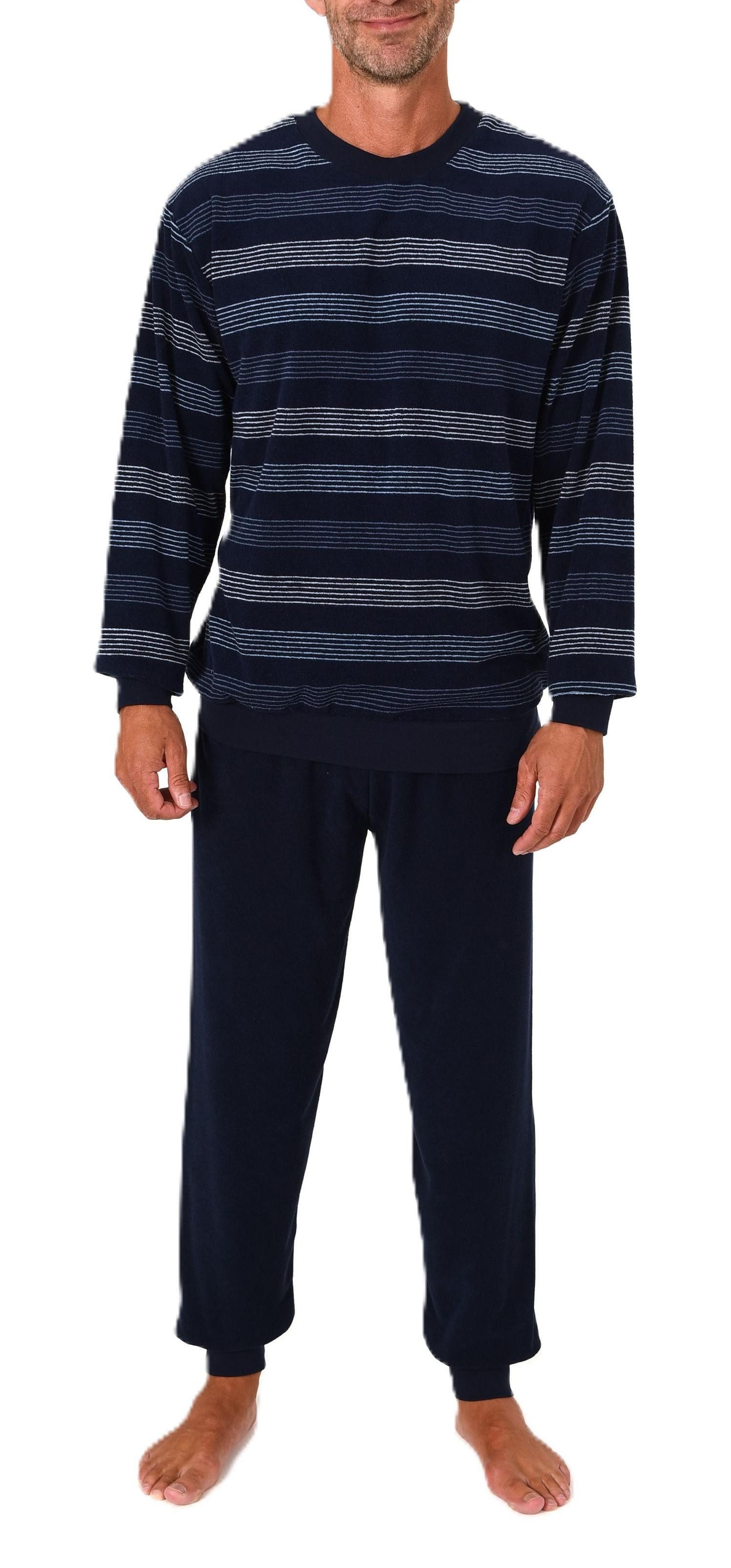Pyjama Normann Herren Frottee Schlafanzug Streifenlook – auch in Übergröße