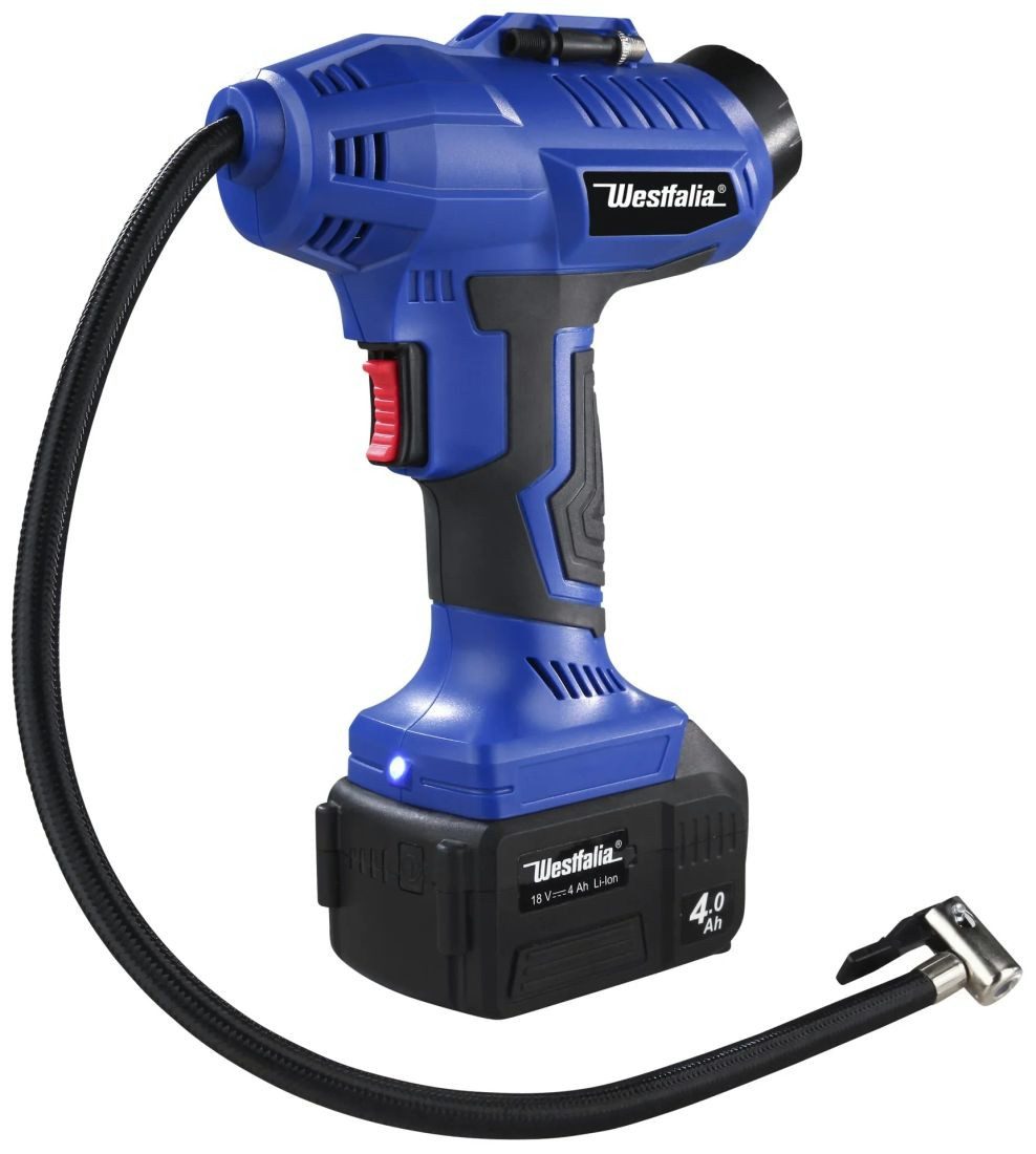 Westfalia Werkzeug Akku-Luftpumpe Akku Druckluft-Pumpe ADLP18, 18 Volt Li-Ion