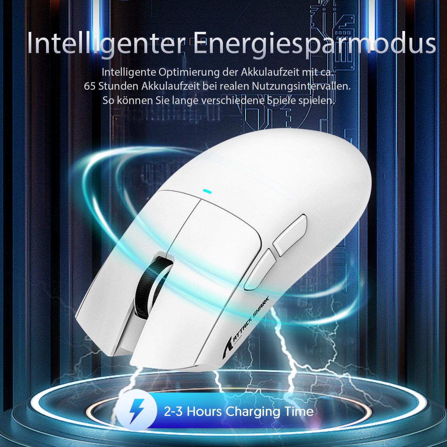 ATTACK SHARK X11 Kabellose Gaming-Maus mit Magnetischer Ladestation Gaming-Maus (2.4G, Bluetooth, kabelgebunden, 1000 dpi)