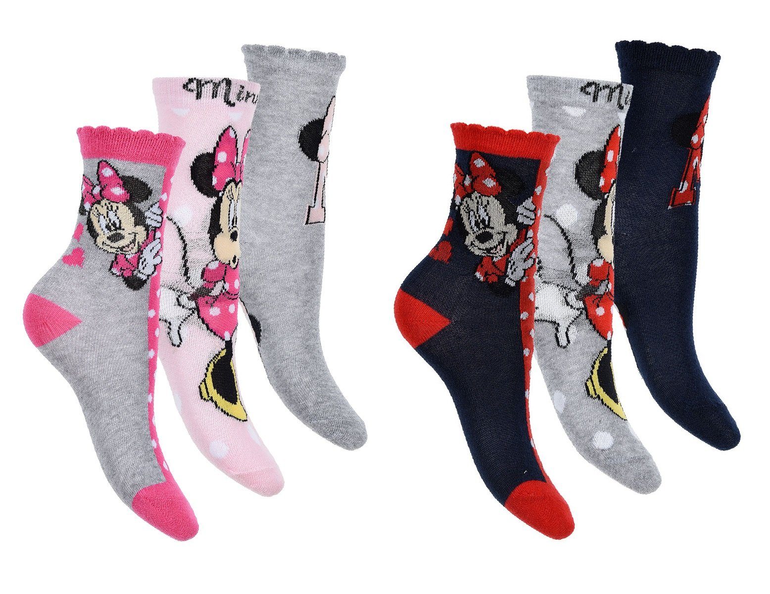 Disney Minnie Mouse Socken Kinder Strümpfe Socken Mädchen (3-Paar)