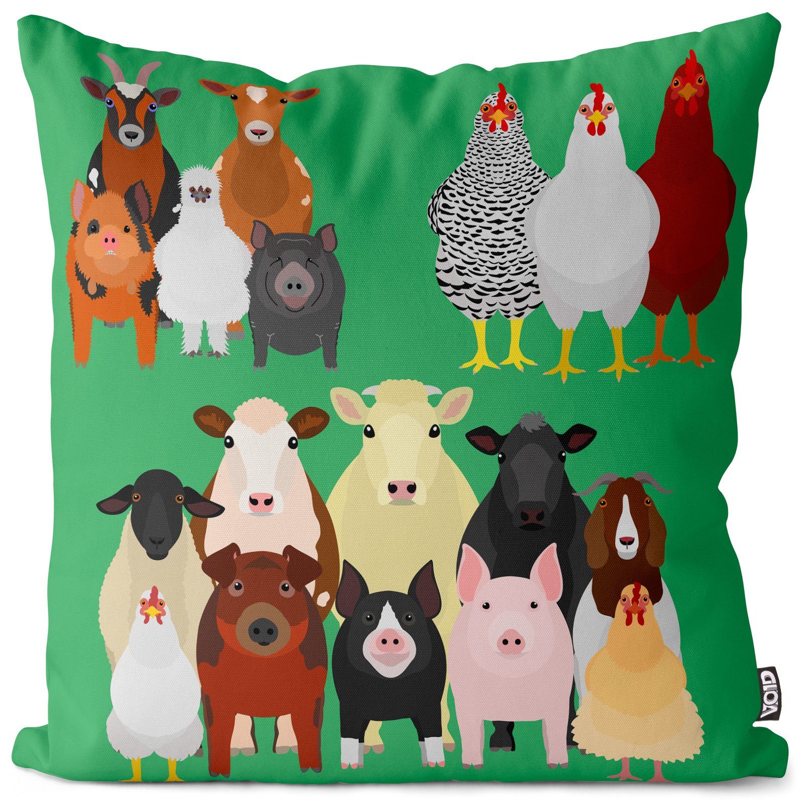 Kissenbezug, VOID (1 Stück), auf Kuh Rinder Sofa-Kissen dem Kissenbezug Huhn Bauernhof Tiere Schaf Pferd Land Schwein