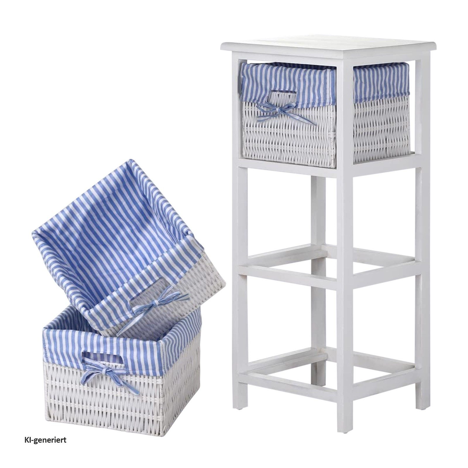 HTI-Living Badregal Praktisches Regal aus Paulowniaholz mit 3 Körben, Stück 1-tlg., Badregal Schubladenkommode