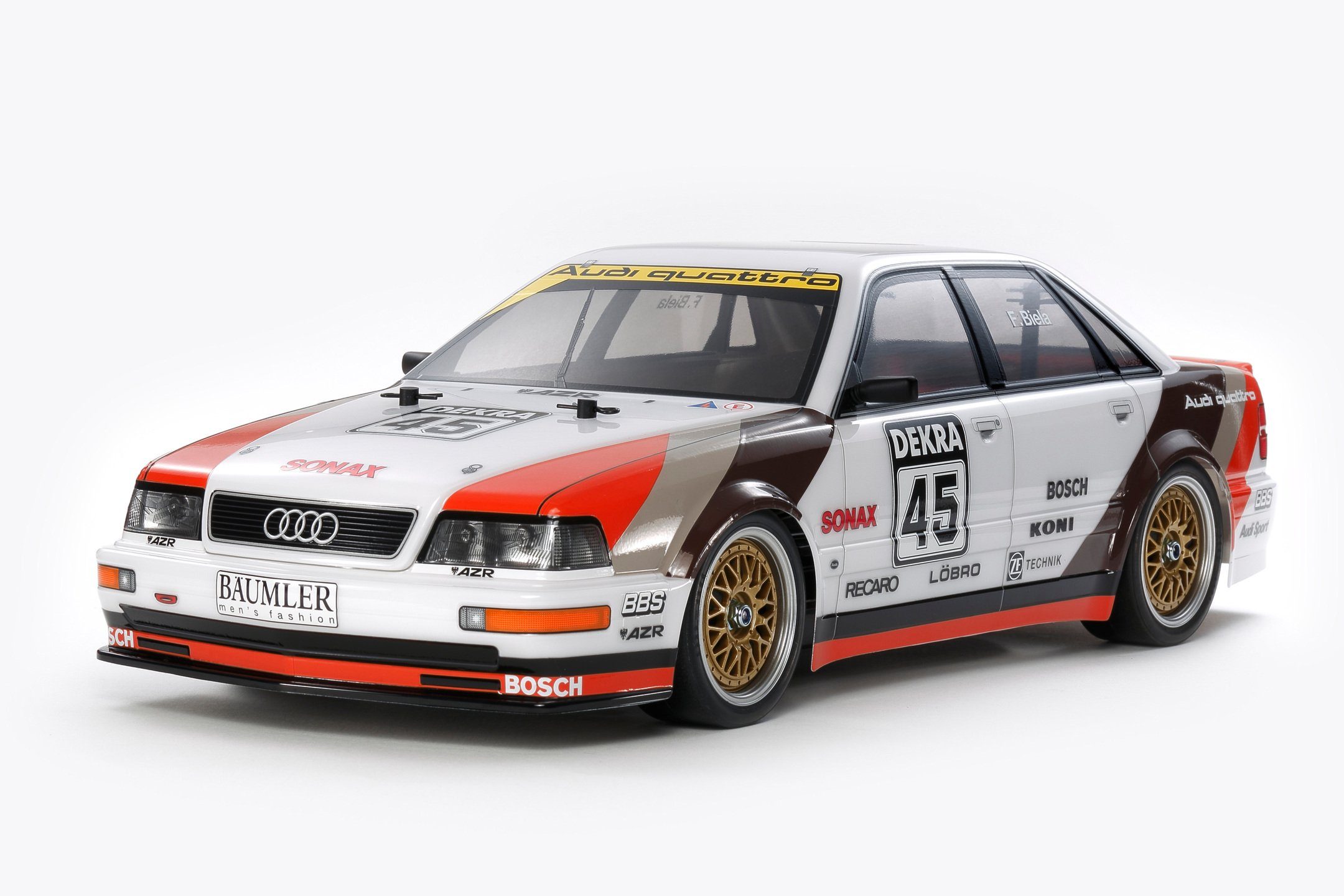Modellauto Tamiya Audi V8 Tourenwagen TT-02 RC Car 1:10, Maßstab 1:10