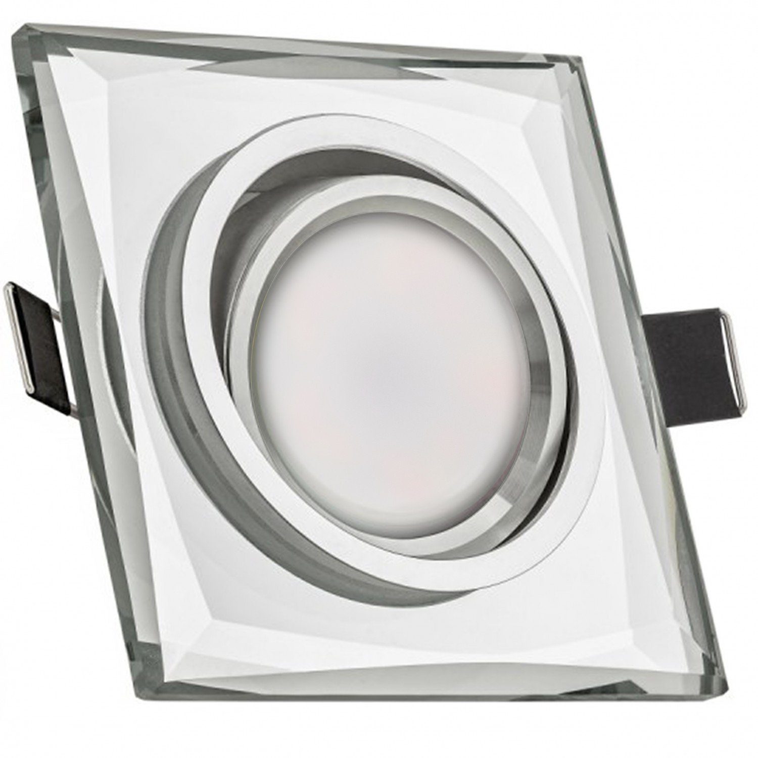 LEDANDO LED Einbaustrahler LED in Leuchtmit Kristall Einbaustrahler / Set mit Glas 5W extra flach