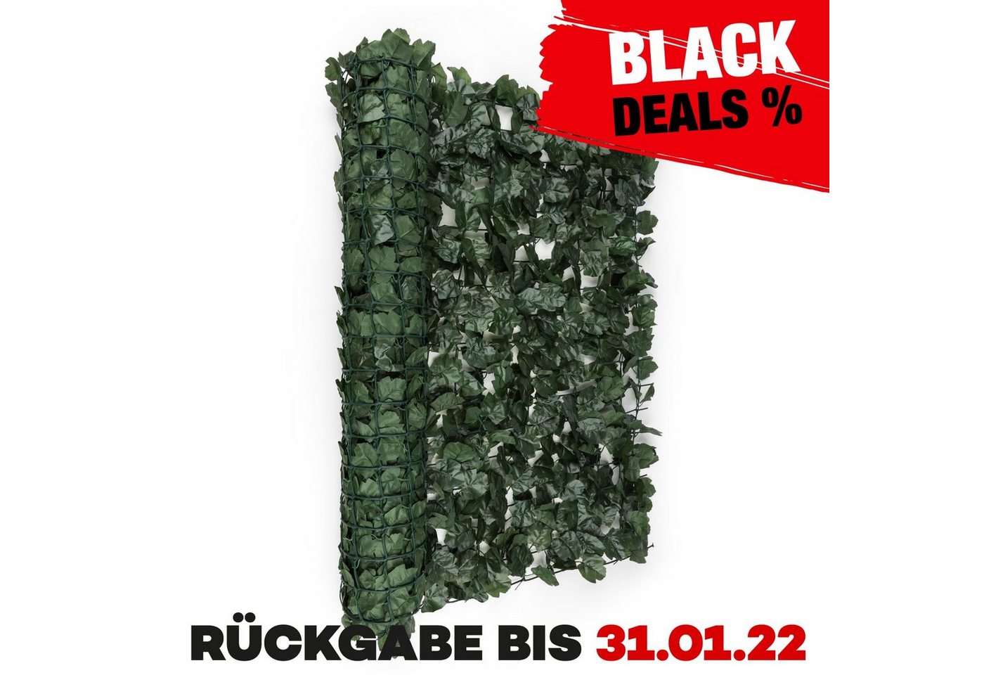 blumfeldt Balkonsichtschutz Fency Dark Ivy Sichtschutzzaun Windschutz 300×100 cm Efeu dunkelgrün grün Rabatt: 15 %