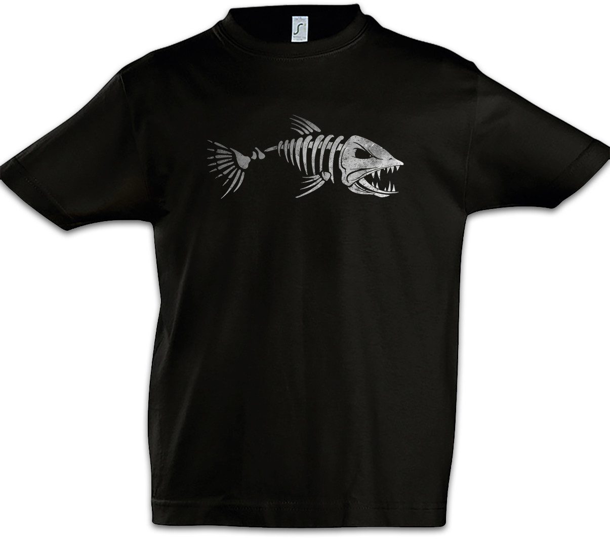 Urban Backwoods Print-Shirt Fish Skeleton Kinder T-Shirt Skelett Fischskelett Fisch Fischen Angeln (1-tlg) Angel Angler Fluss See