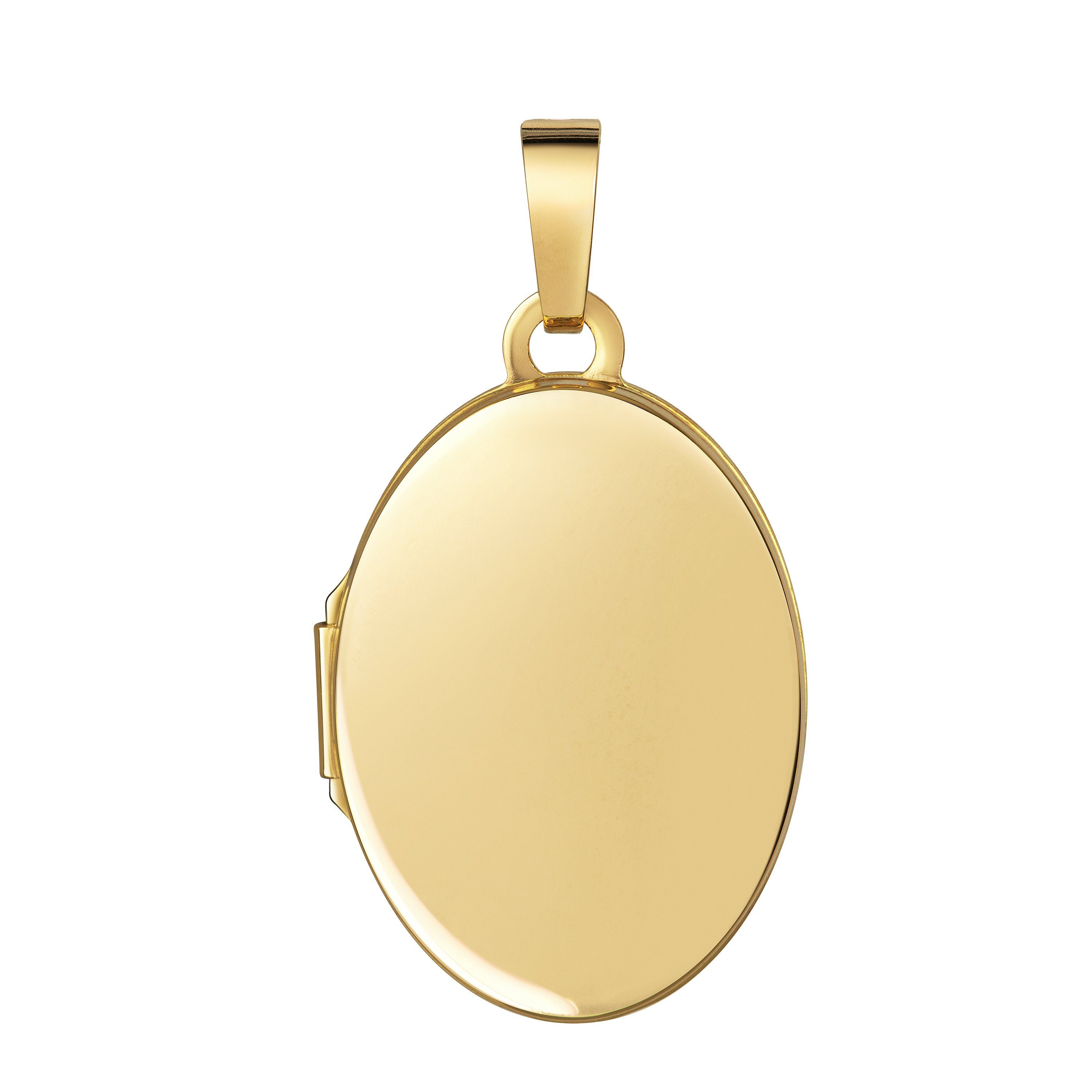 JEVELION Medallionanhänger Gold Anhänger Medaillon aufklappbar Anhänger zum Öffnen für 2 Bilder (Bild Amulett 333 Gold, für Damen und Mädchen), Mit Kette vergol – Bild 2 von 5