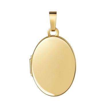 JEVELION Medallionanhänger Gold Anhänger Medaillon aufklappbar Anhänger zum Öffnen für 2 Bilder (Bild Amulett 333 Gold, für Damen und Mädchen), Mit Kette vergoldet - Länge wählbar 36 - 70 cm oder ohne Kette.