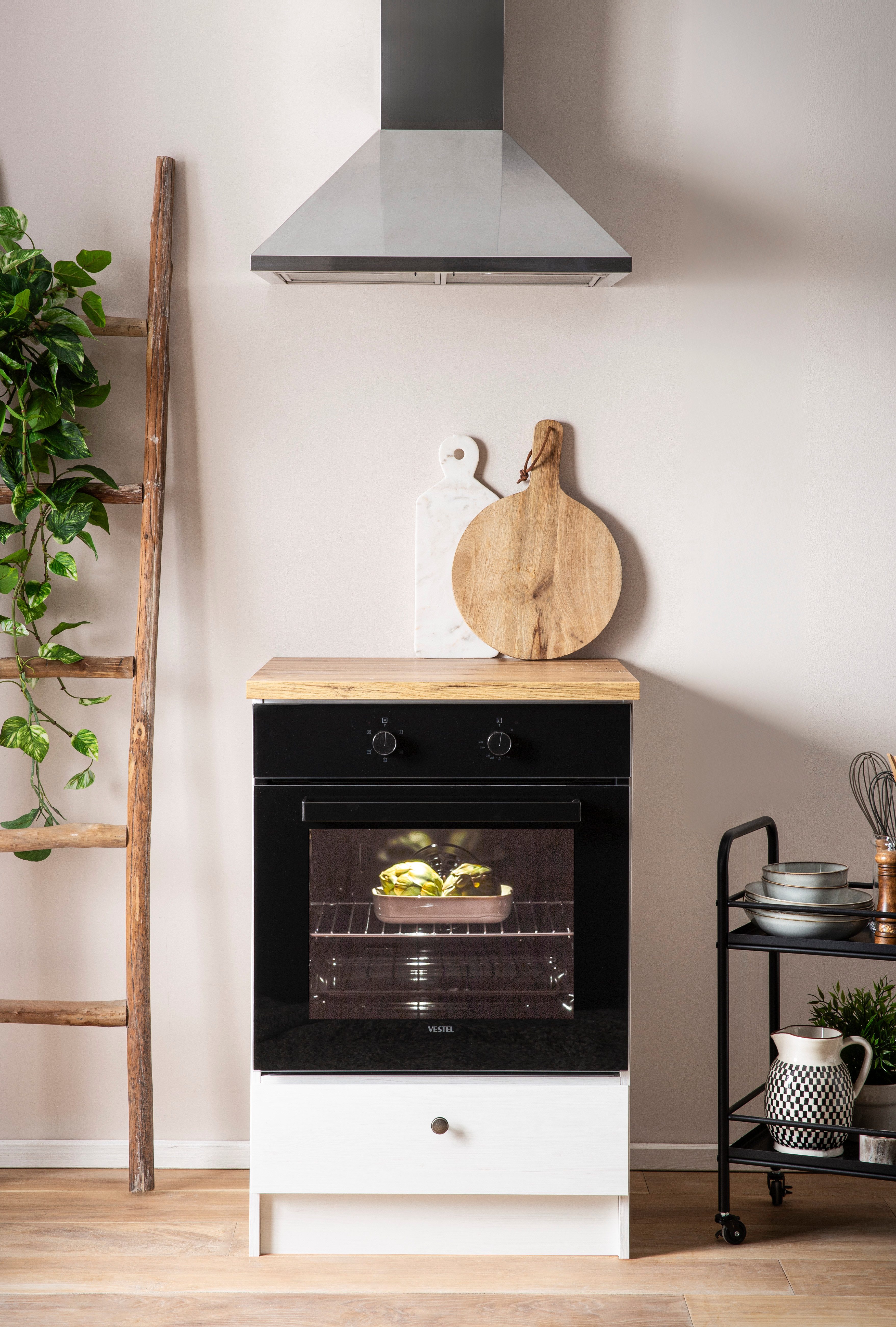 OTTO home Herdumbauschrank KS-Westminster, Herdumbau, Unterschrank, Ofenschrank, Küchenschrank Breite 63 cm, Nischenmaß B/T/H 56,8/62,5/58,8 cm, mit 1 Schubkasten