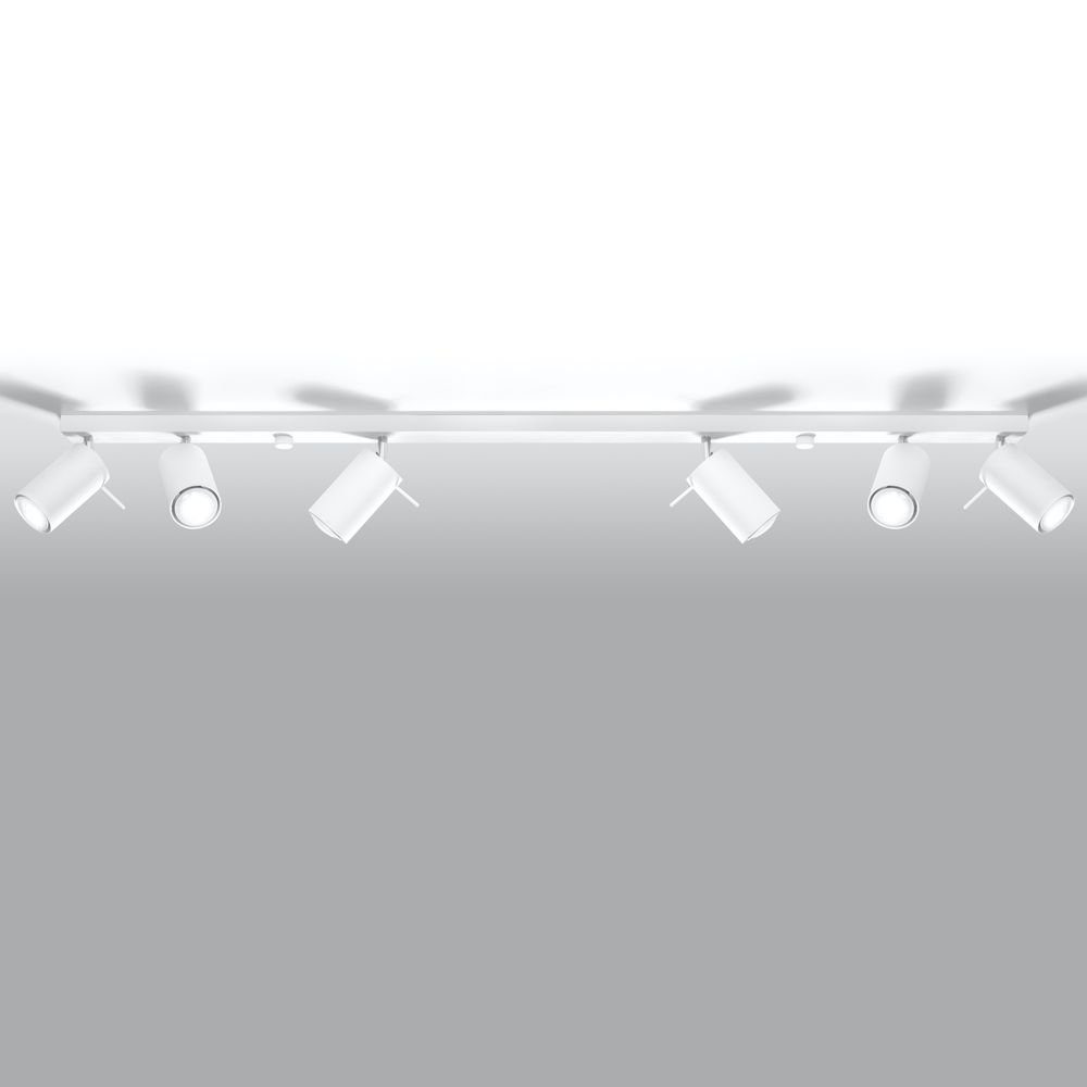 famlights Deckenspot, Deckenspot Angelina aus Stahl in Weiß GU10 max. 6 x 40W 1170 mm, keine Angabe, Leuchtmittel enthalten: Nein, warmweiss, Deckenstrahler, Deckenspot, Aufbaustrahler