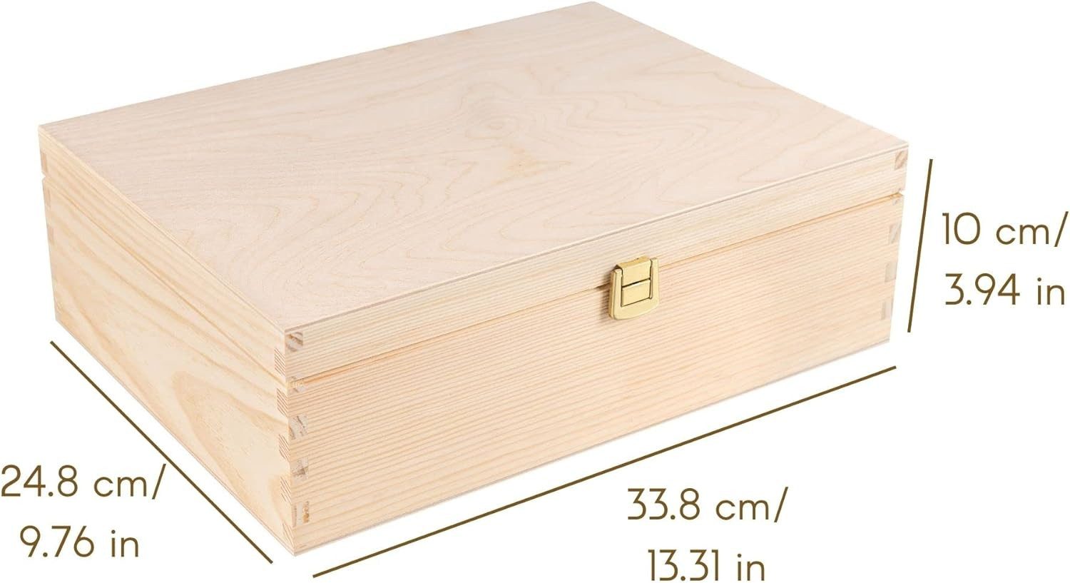 Creative Deco Holzkiste A4 mit Deckel Unlackierte Aufbewahrungsbox, Holzbox Ideale Schatulle zur Lagerung der Wertsachen, Dokumente