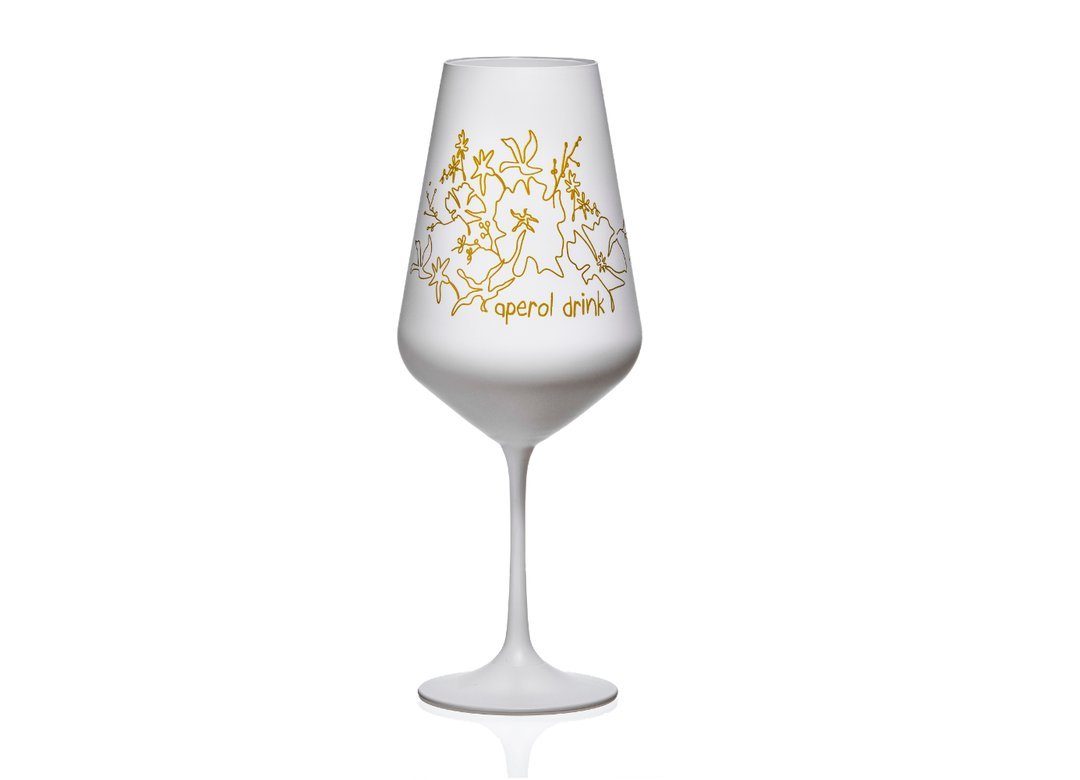 Crystalex Weinglas Aperol Fantasy in weiß gold 550 ml 2er Set, Kristallglas