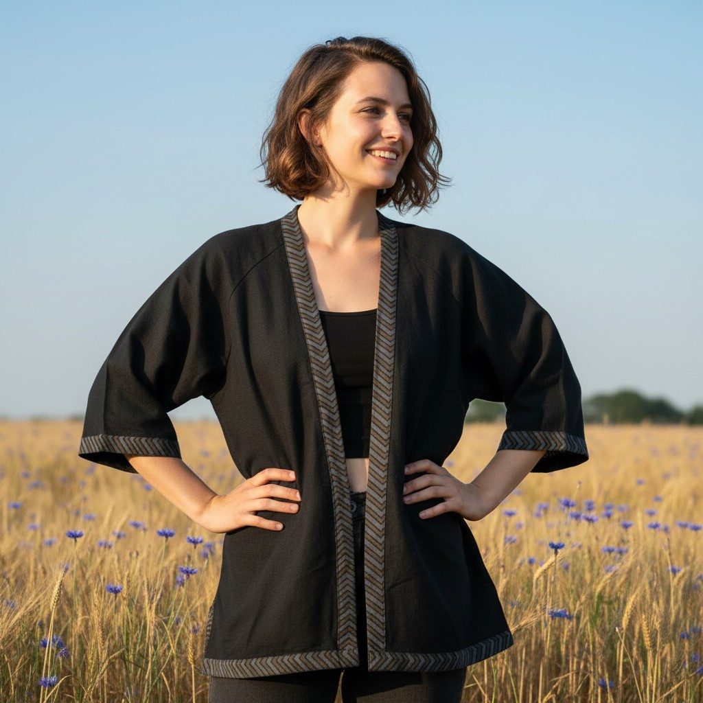 Guru-Shop Kimono Kurzer Kimono, Boho Cardigan, offener Baumwoll.., alternat günstig online kaufen