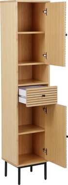 andas Hochschrank Bali Standschrank Badezimmer WC Bad Badmöbel mit 2 Türen und einer Schublade, Breite 35cm