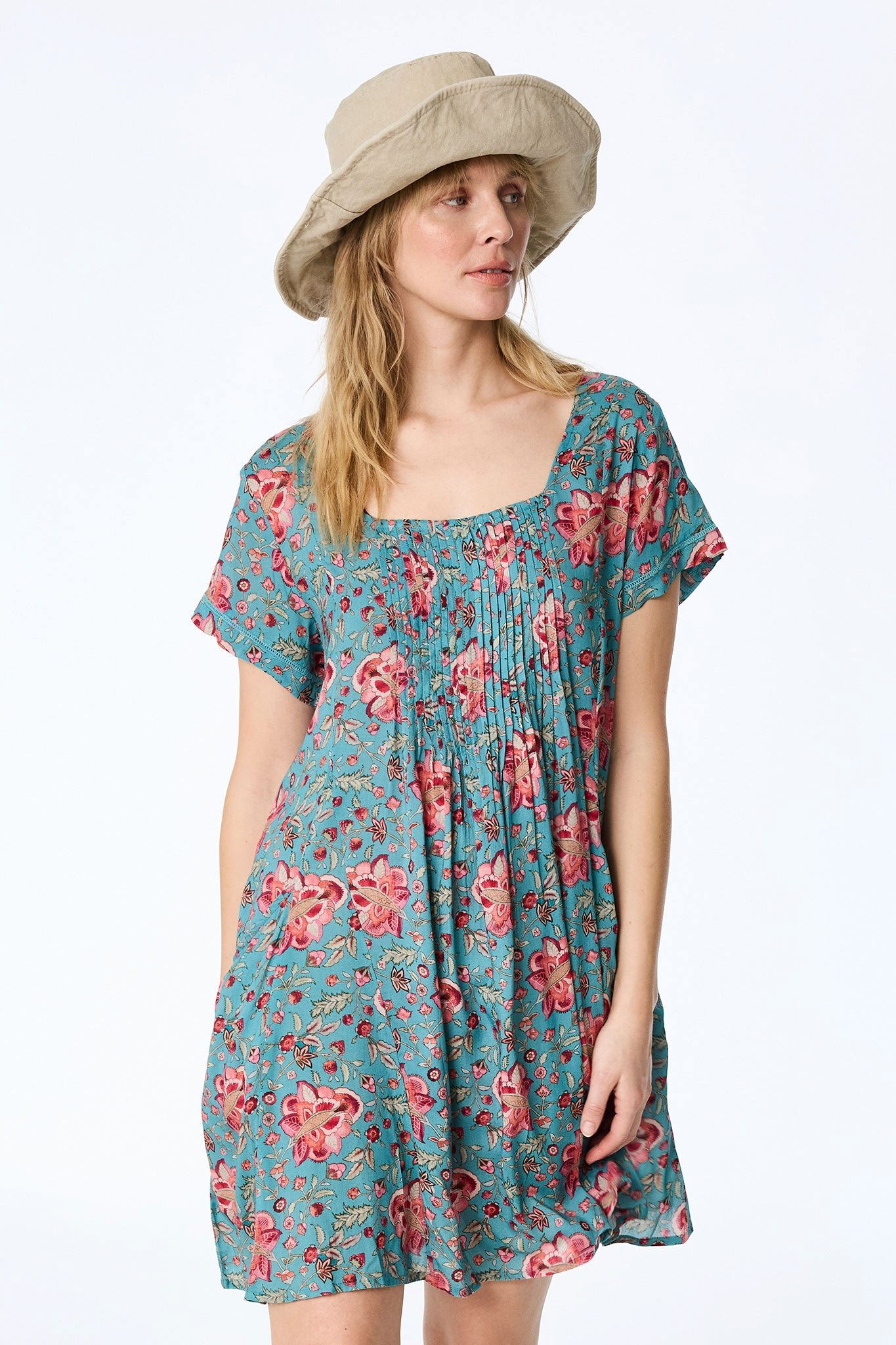 Himalaya Clothing Tunika Florale Tunika aus Modal mit Biesen-Details - vintage flower blue / XS
